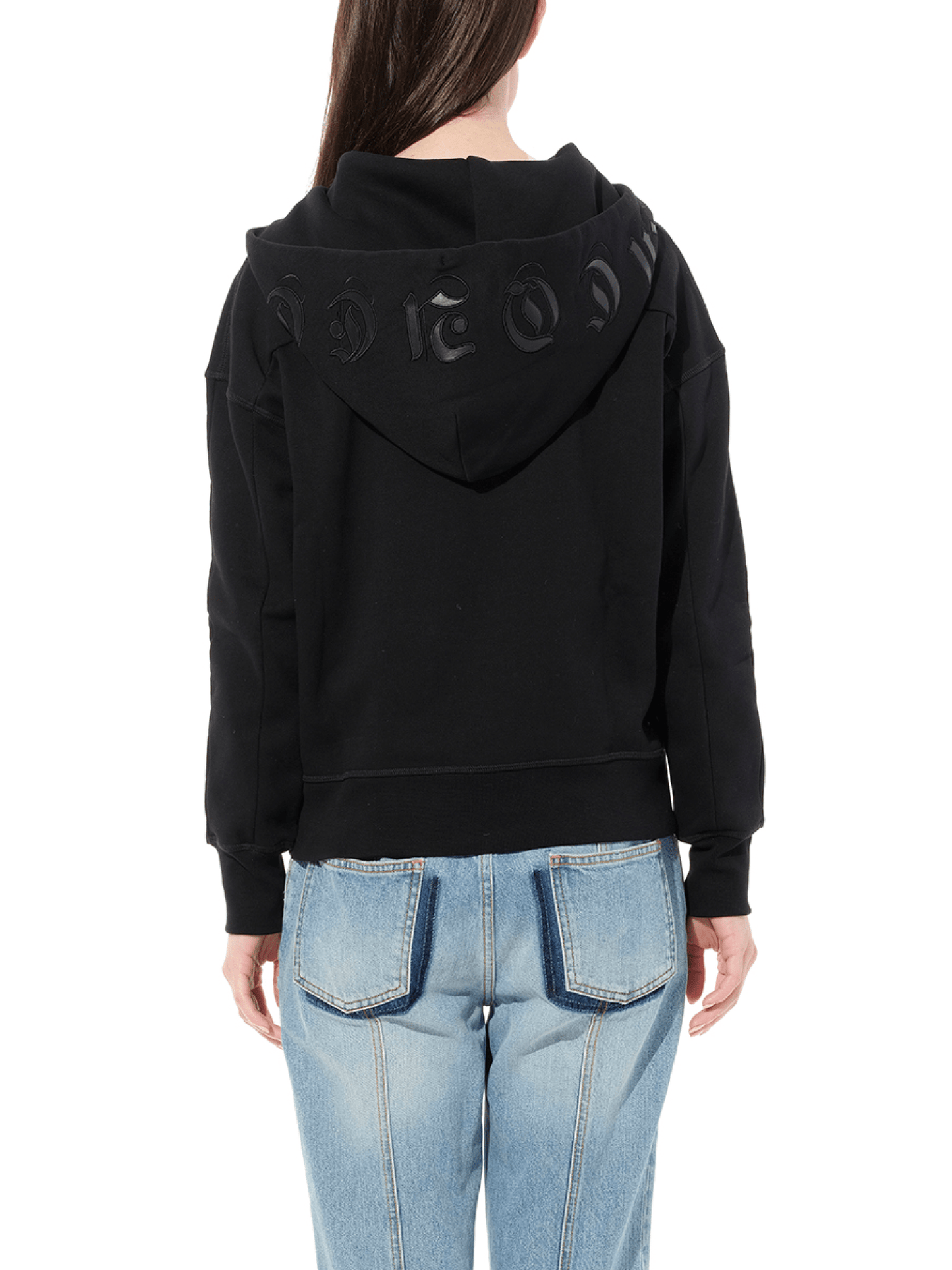 Emb Hood Sweatshirt in Black