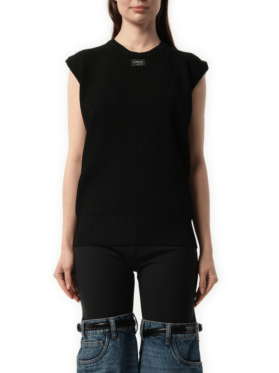 Knitted Sleeveless Top in Black