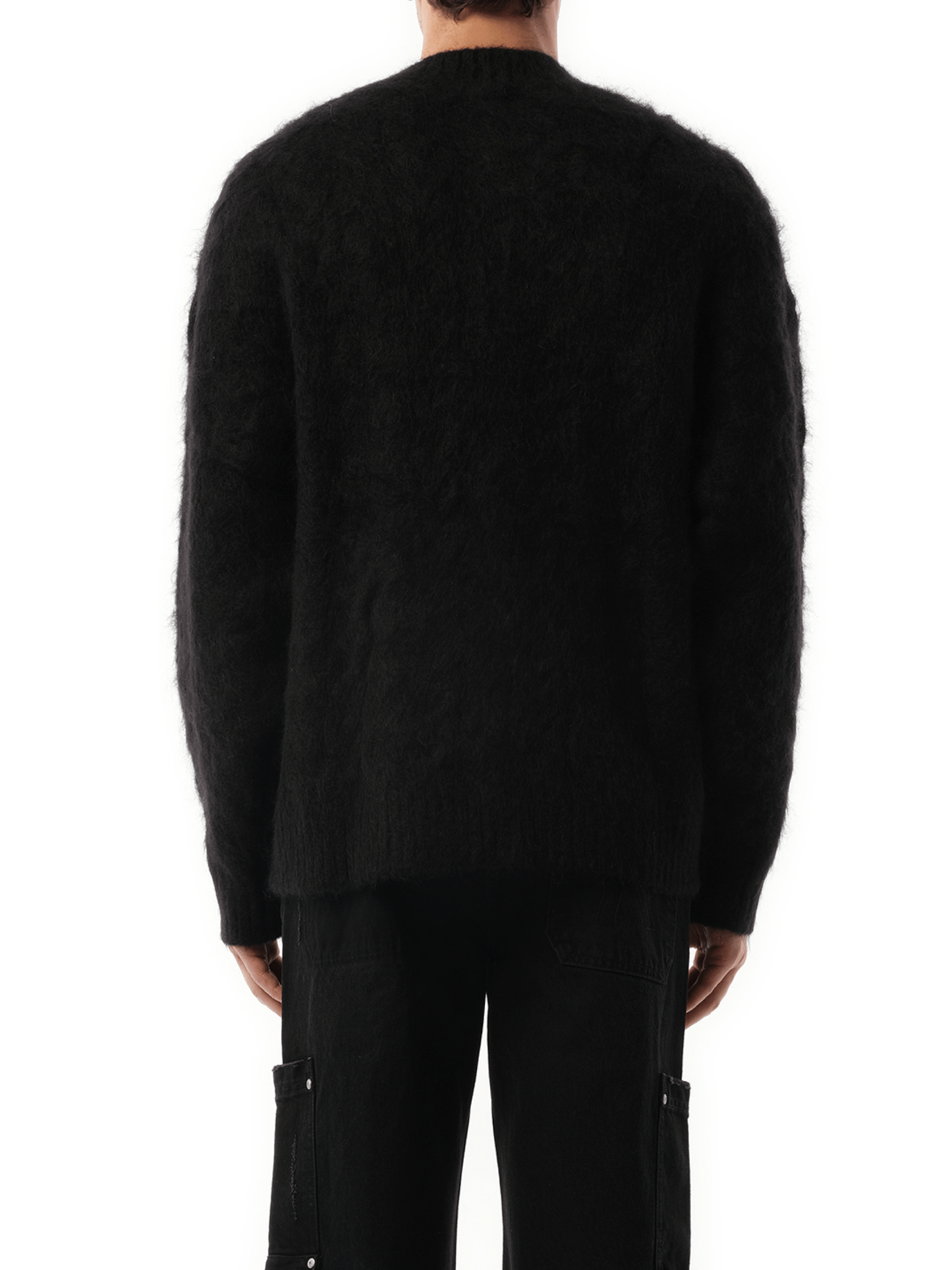 Alpaca Cable Knit Sweater in Jet Black