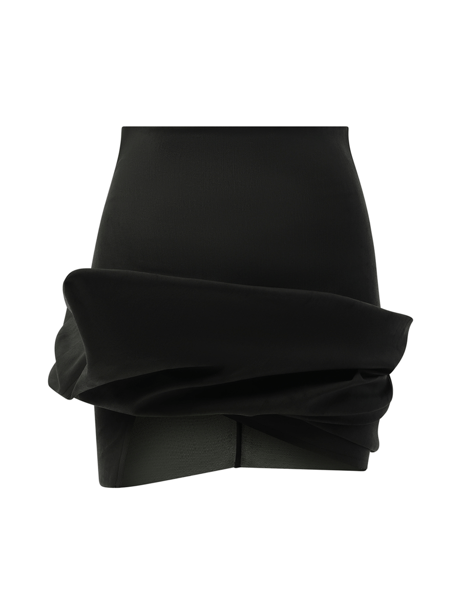 Denim Draped Mini Skirt in Black