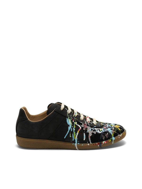 Replica Paint Splatter Sneaker in Black Side View | MAISON MARGIELA