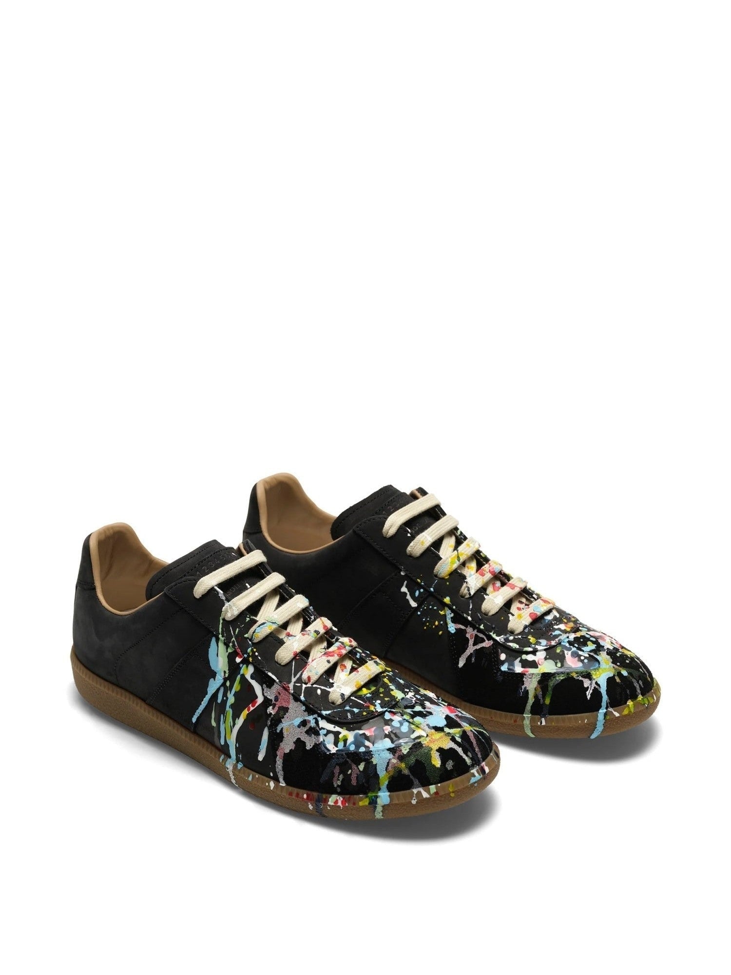 Replica Paint Splatter Sneaker in Black Front View | MAISON MARGIELA