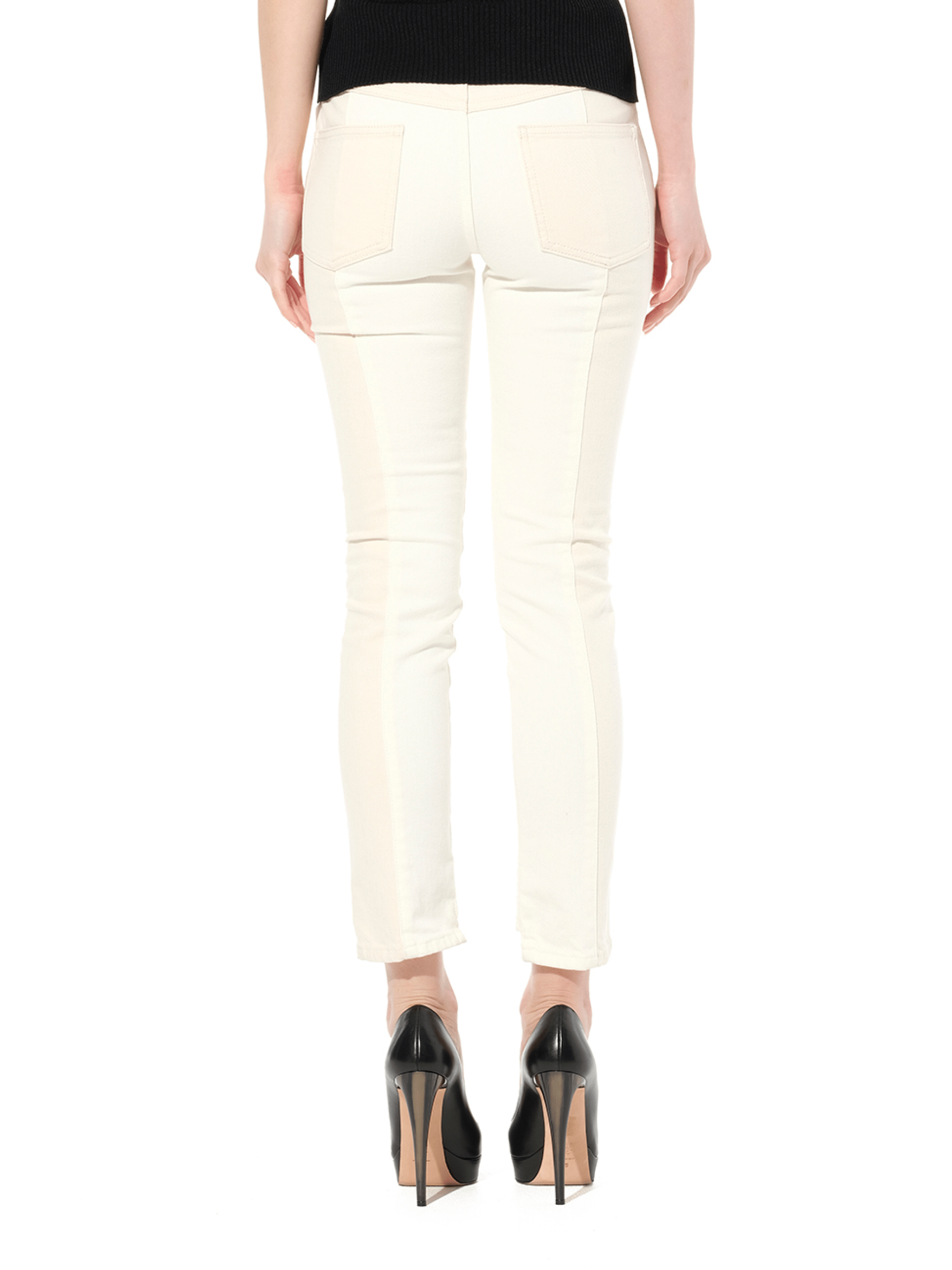 에크루 패치 데님 팬츠