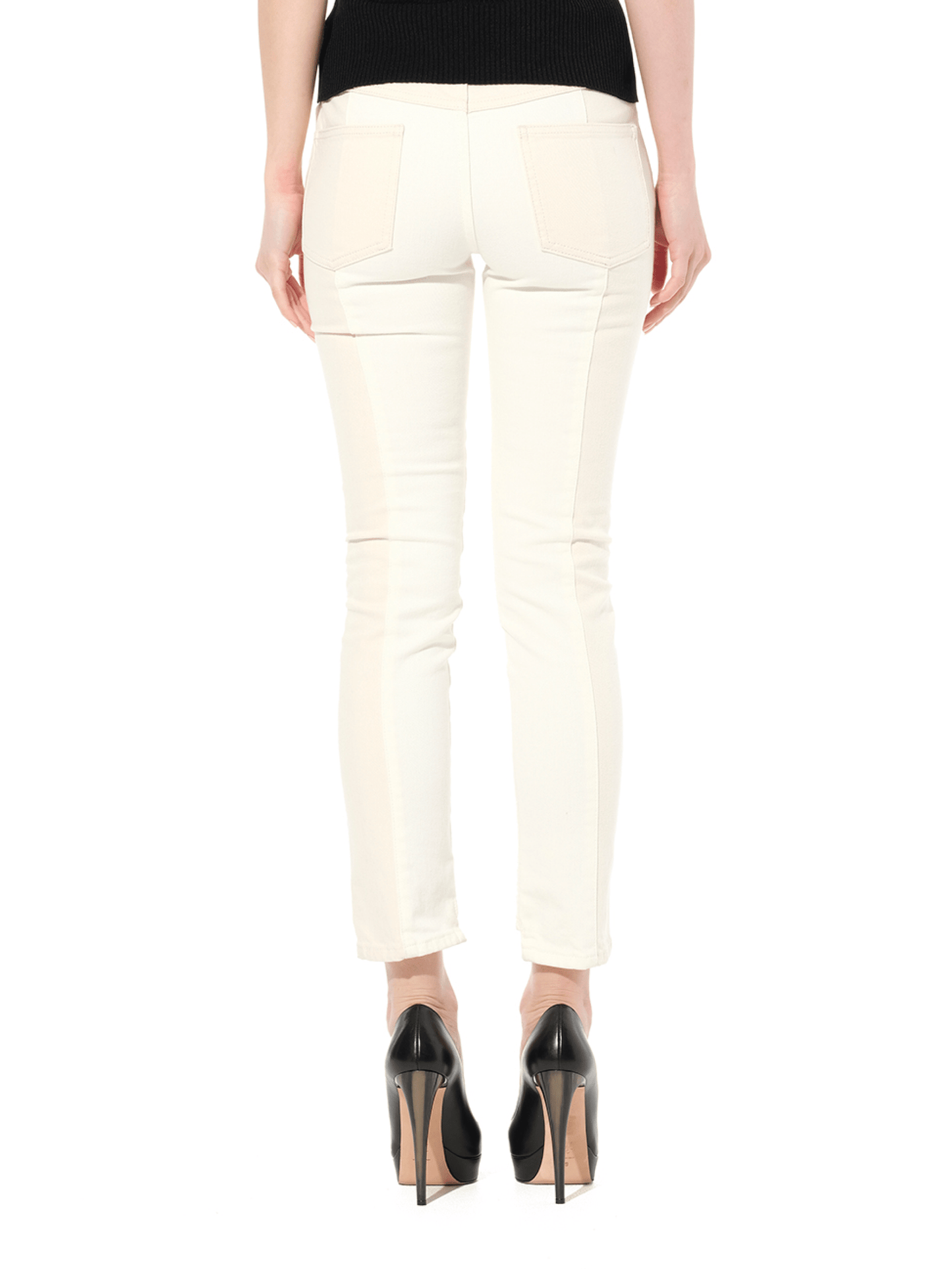 Patch Denim Pants in Ecru