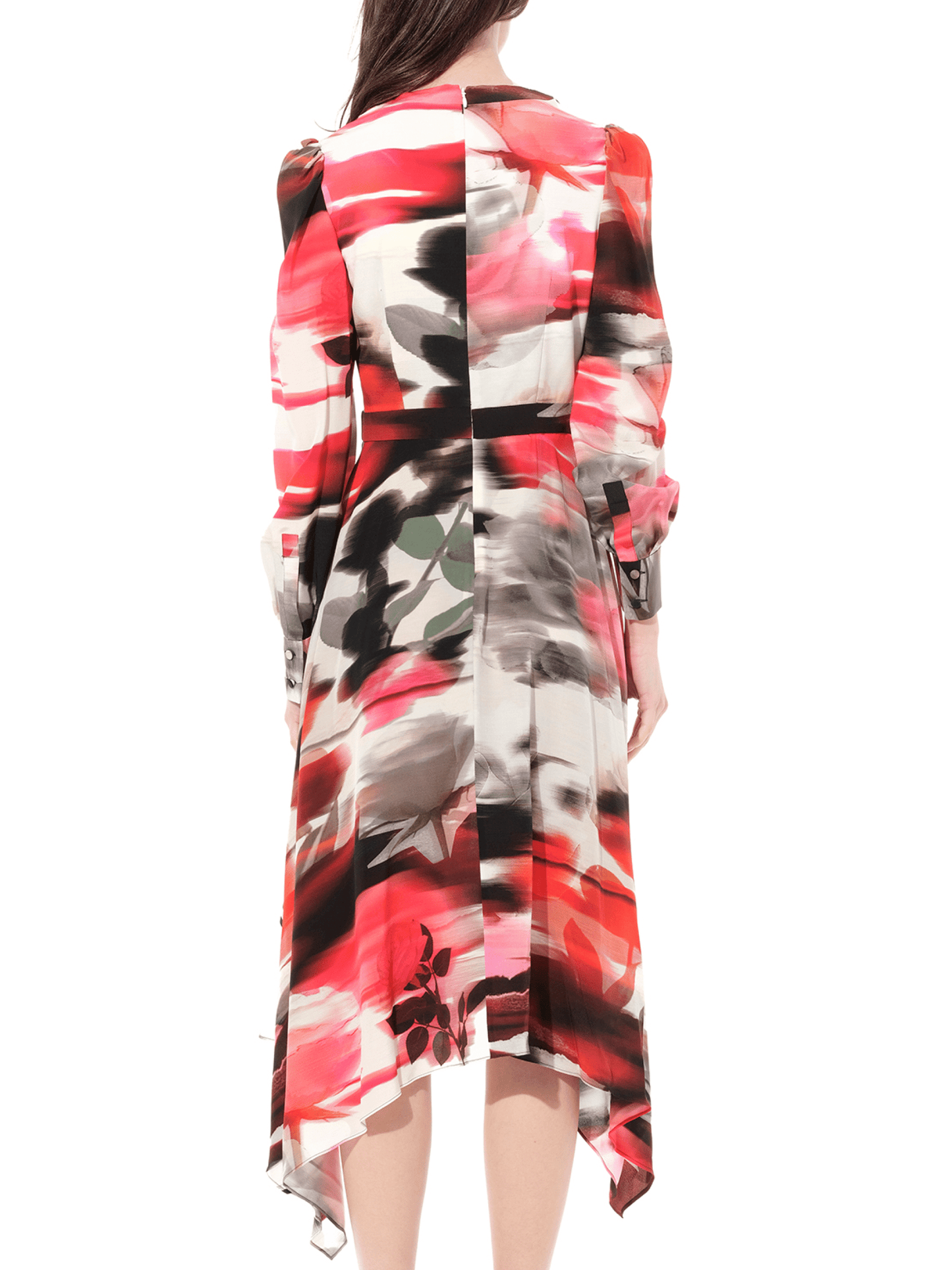 Rose Crepe De Chine Dress in Red