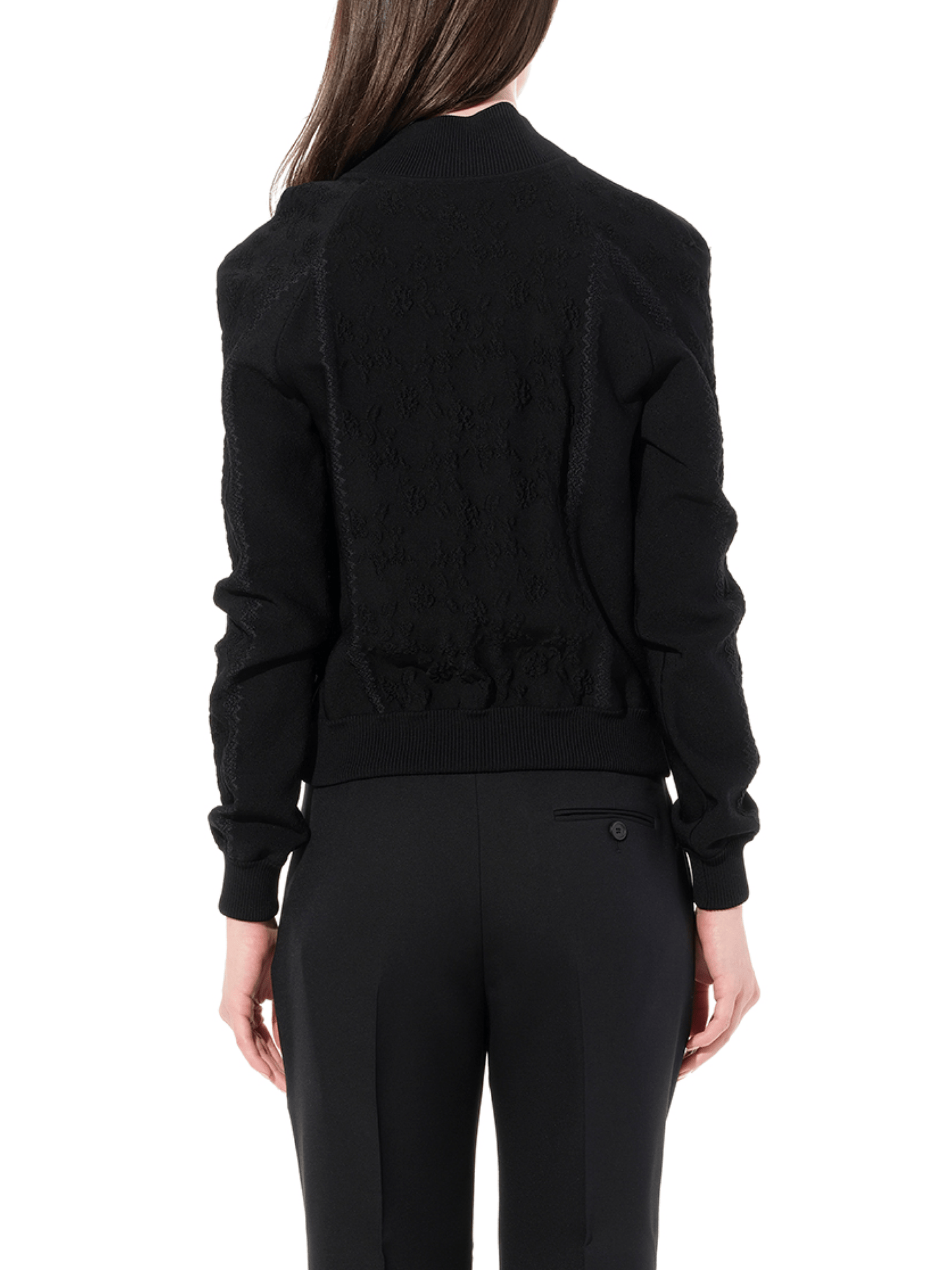 Flower Jacquard Bomber Jacket in Black