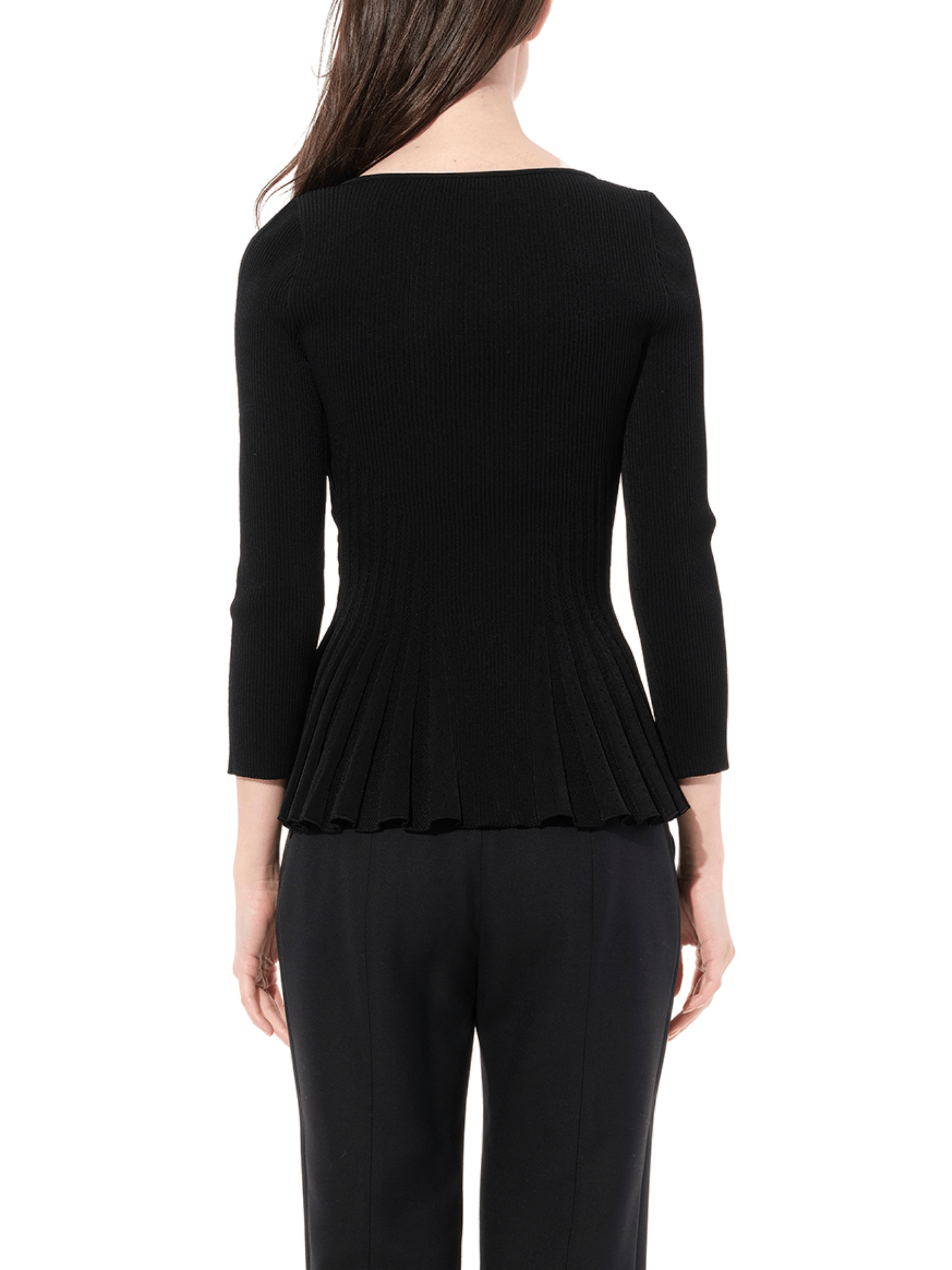 Scoop Pleated Knitwear in Black