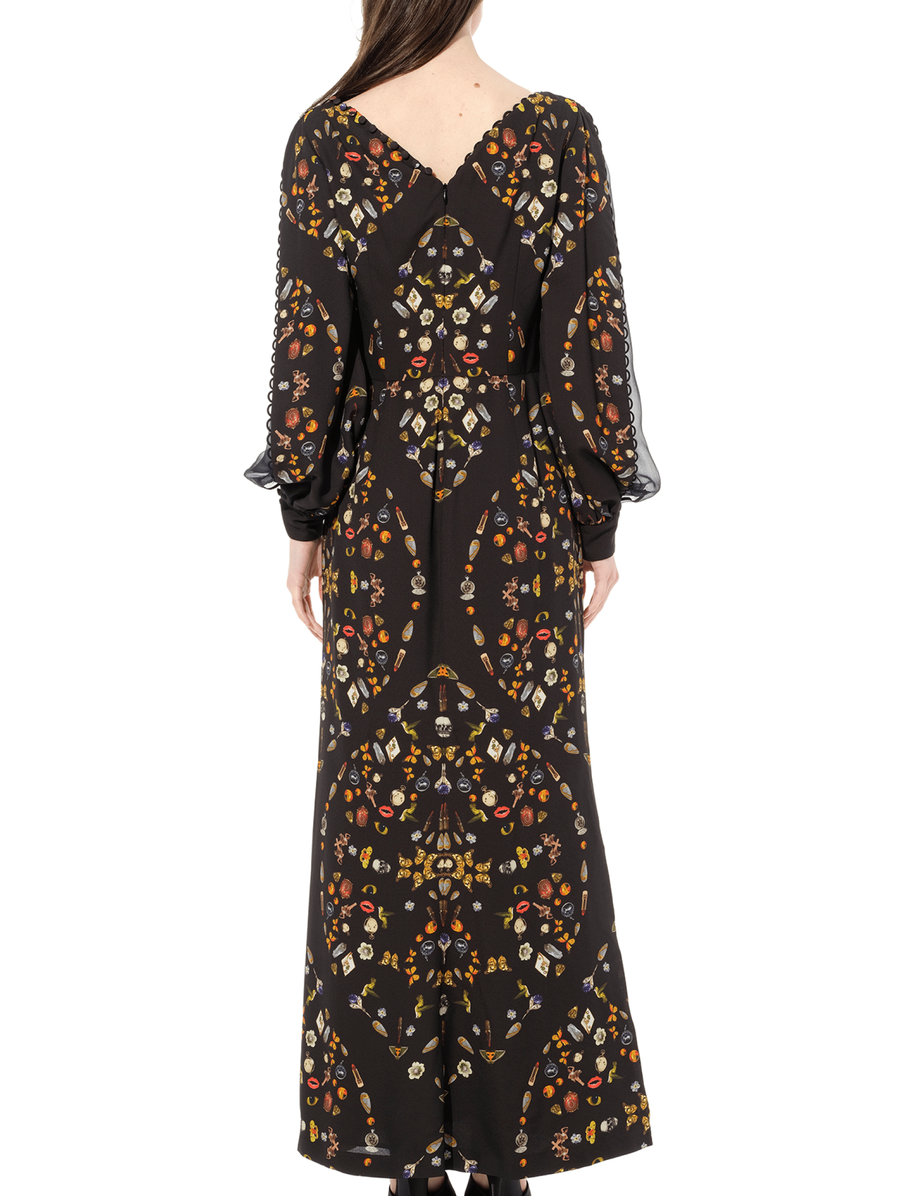 Long Sleeve Silk Dress in Black