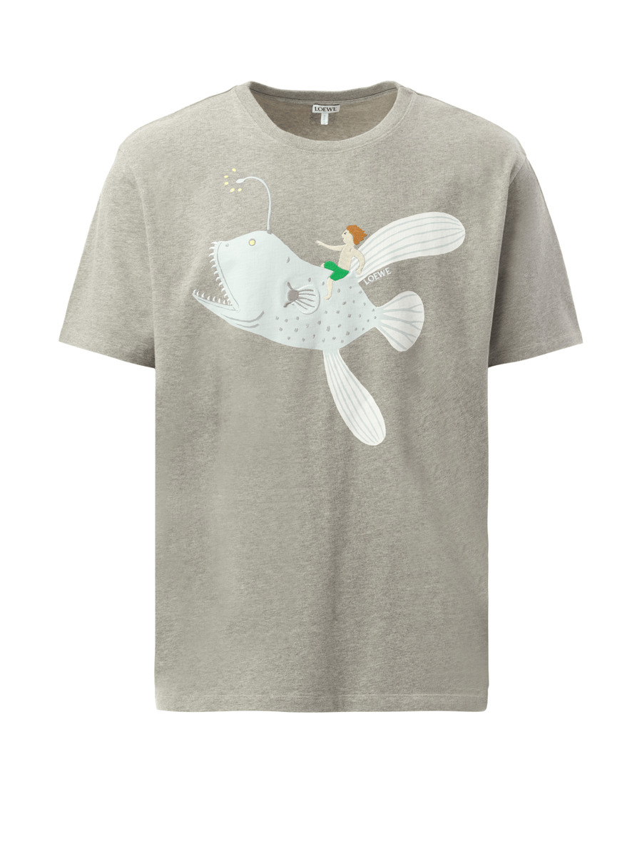 Loewe Suna Fujita Anglerfish T-Shirt in Grey Melange
