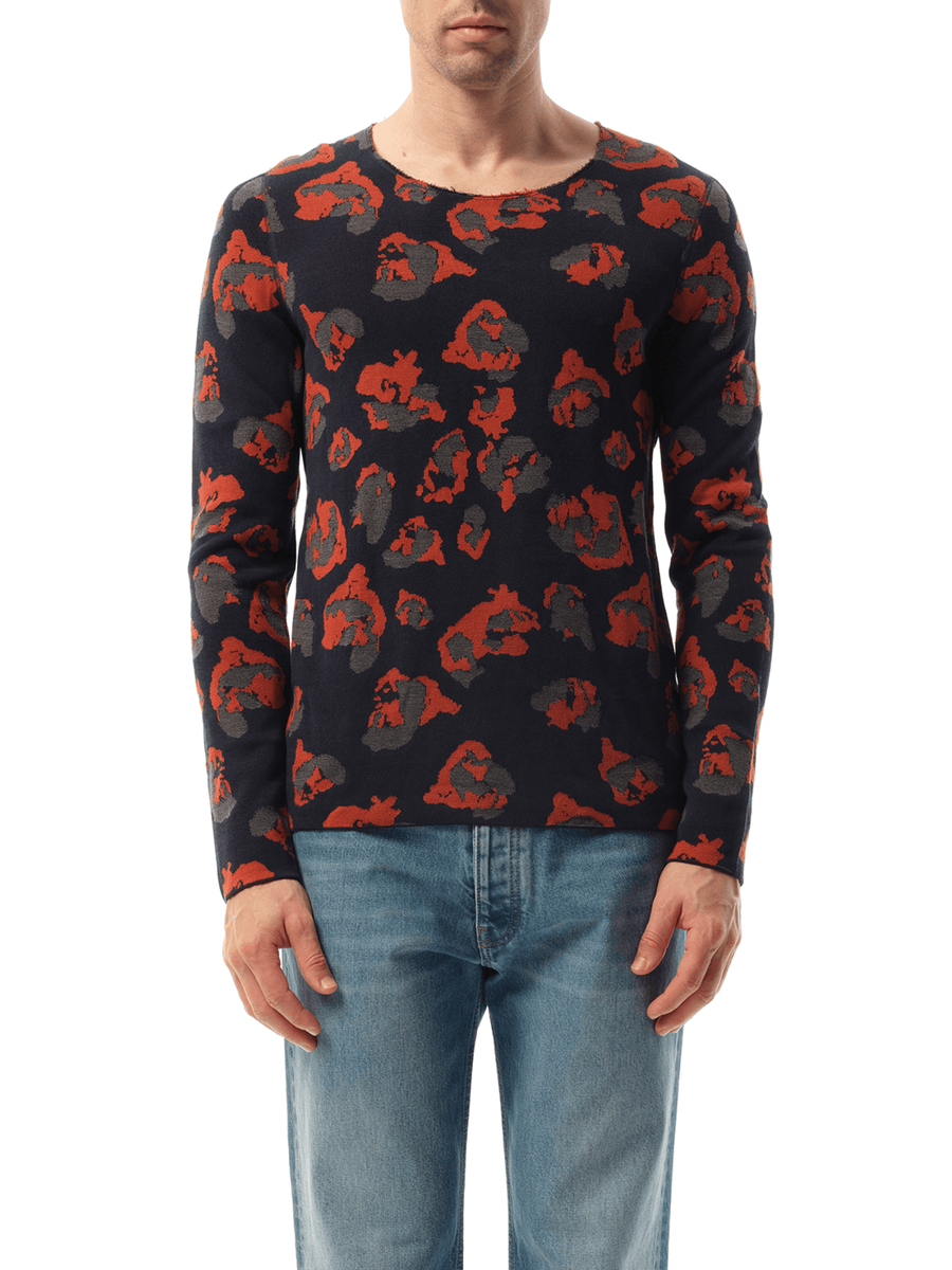 Leopard Jacq Raw Sweatshirter in Navy