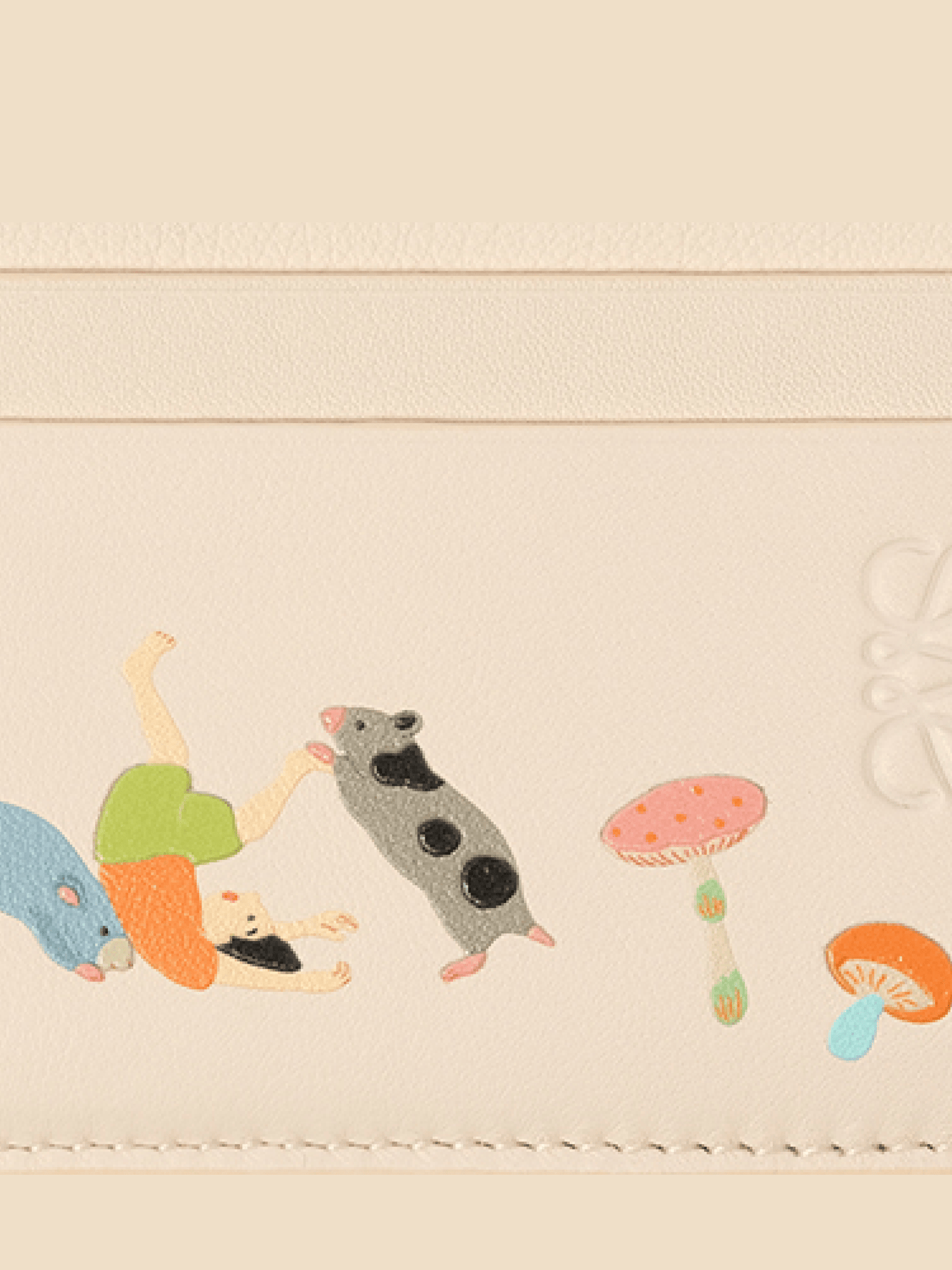 Loewe Hamster Plain Cardholder in Talc