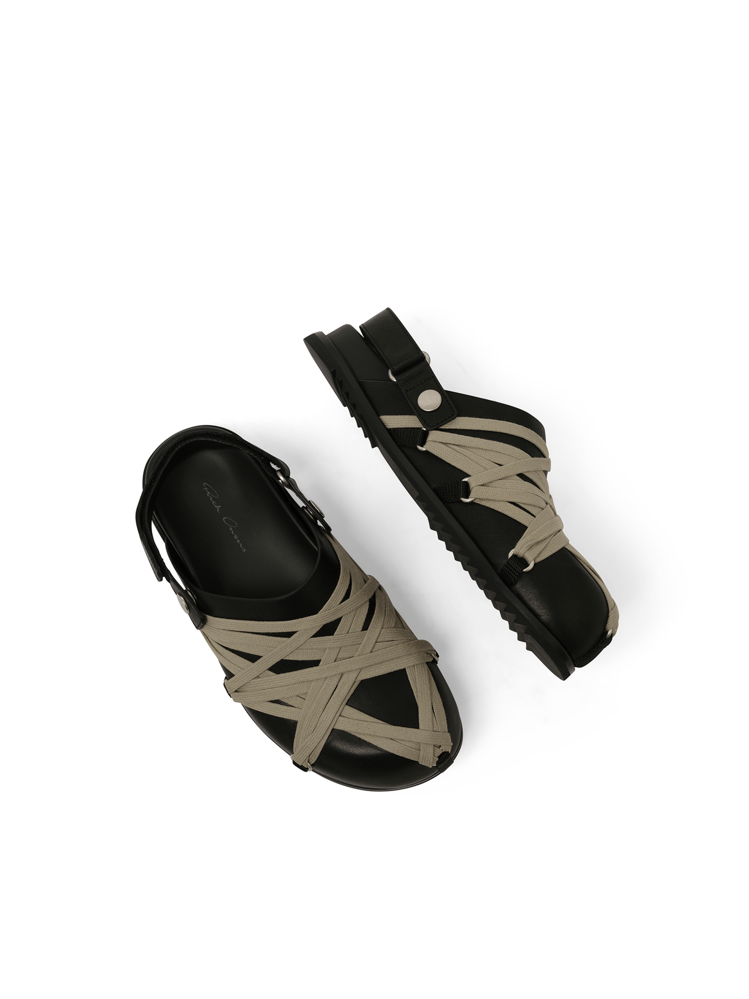 Megalaced Mule Granola in Black Top View | RICK OWENS