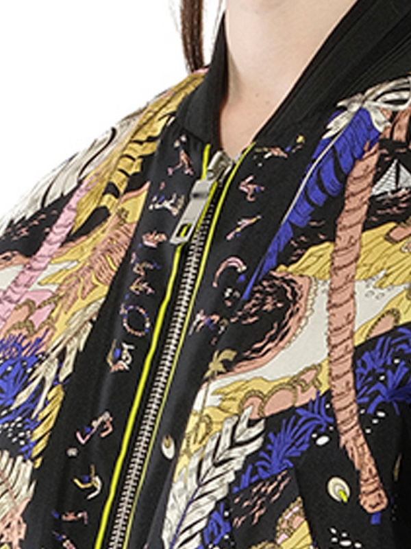 Print Bomber Jacket in Black