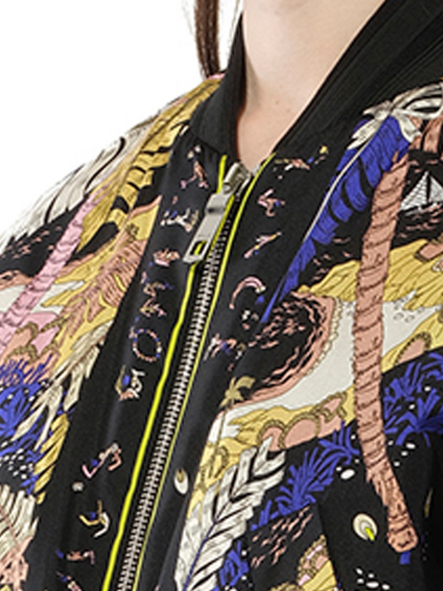 Print Bomber Jacket in Black
