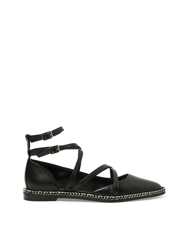 Laced Ballerina in Black Side View | LANVIN