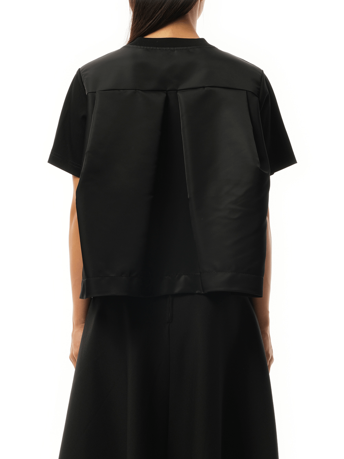 Sacai Nylon Twill Mix Cotton Jersey T-Shirt in Black