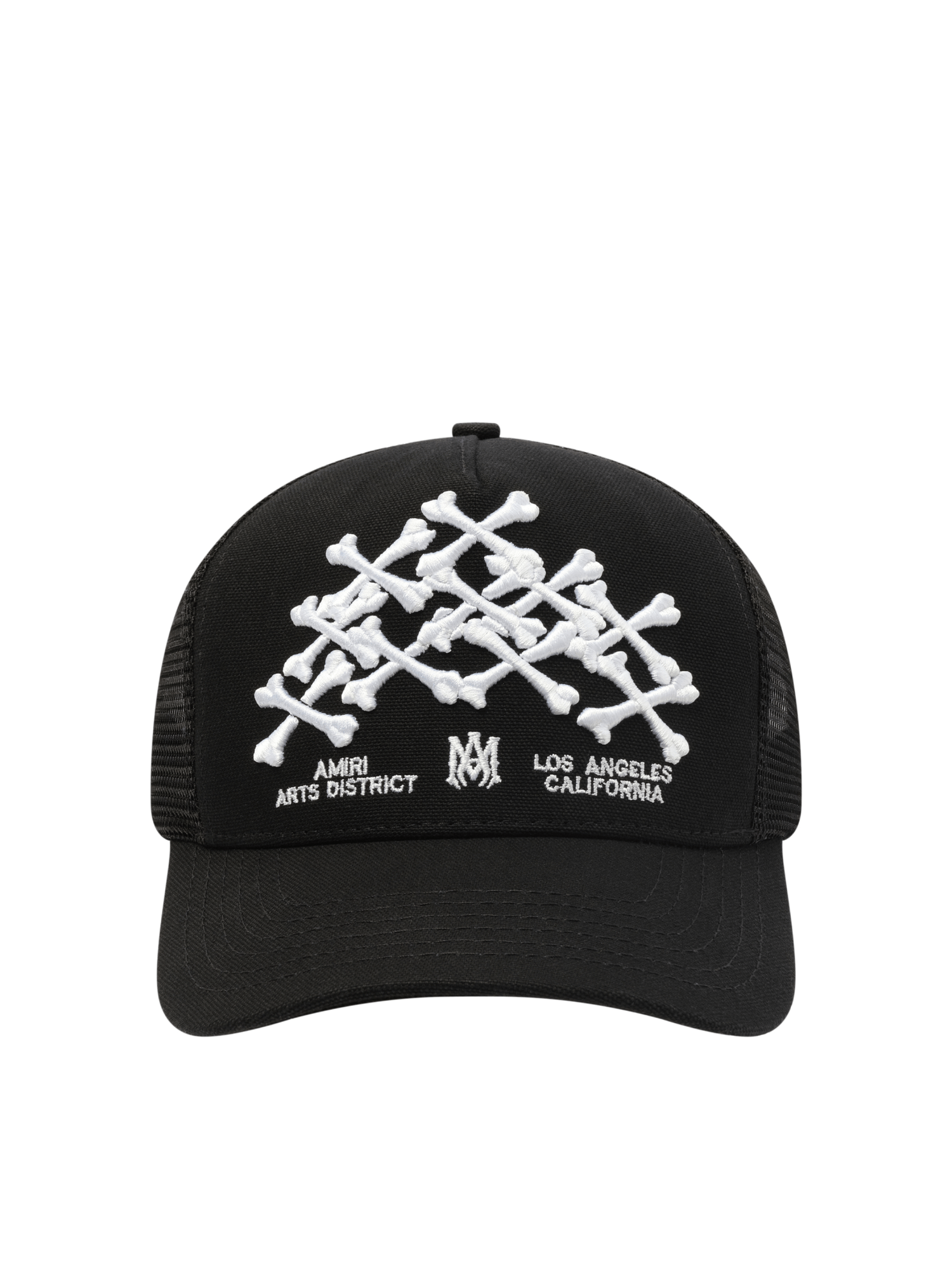 Amiri Bones Stacked Trucker Hat in Black