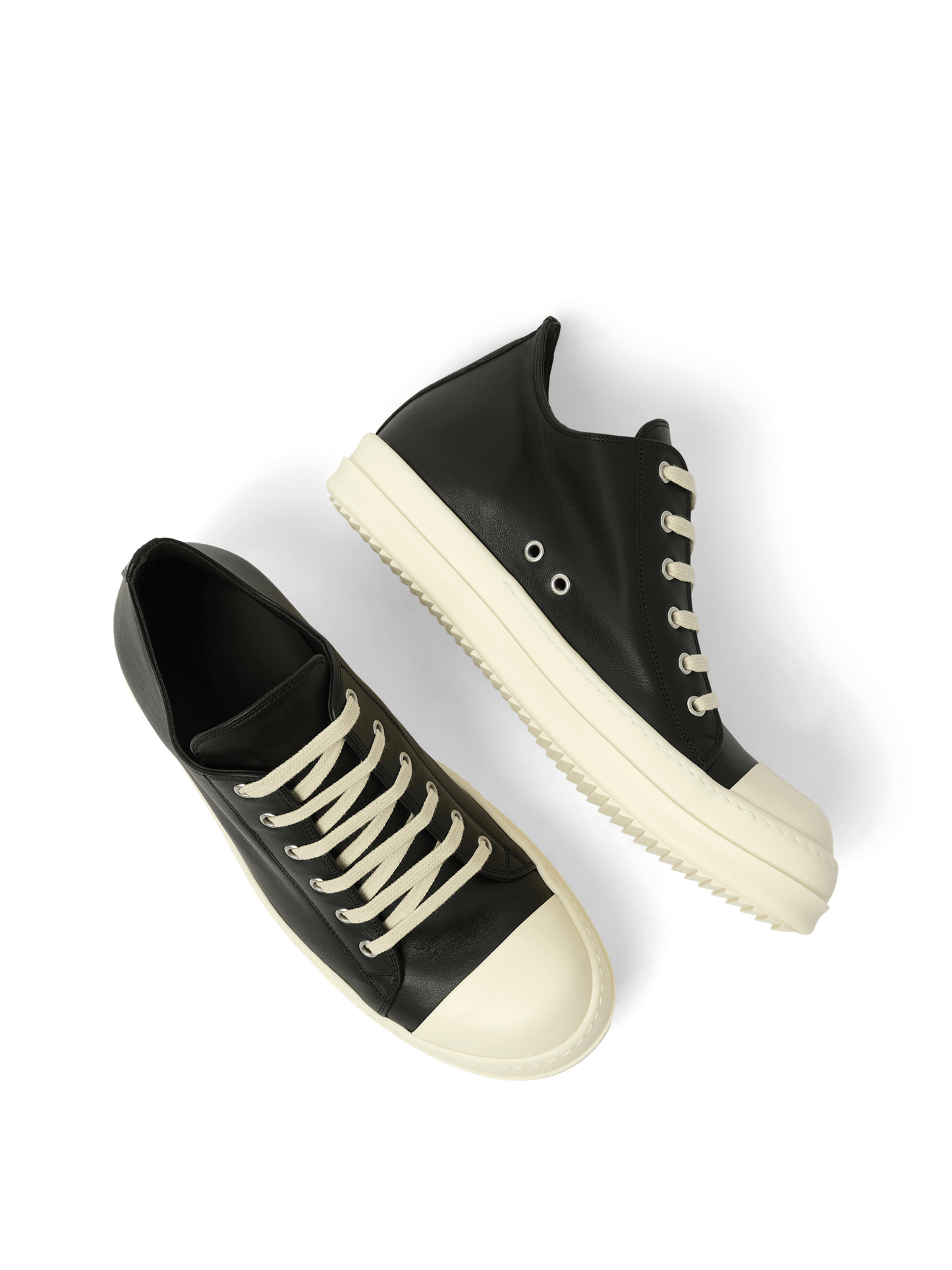 Rick Owens Low Sneaks in Black/Milk