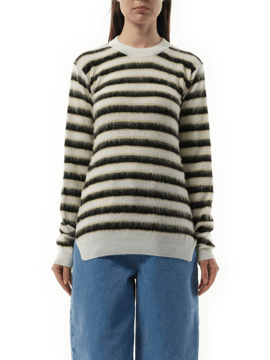 Mohair Stripe Sweater in Light Alabaster