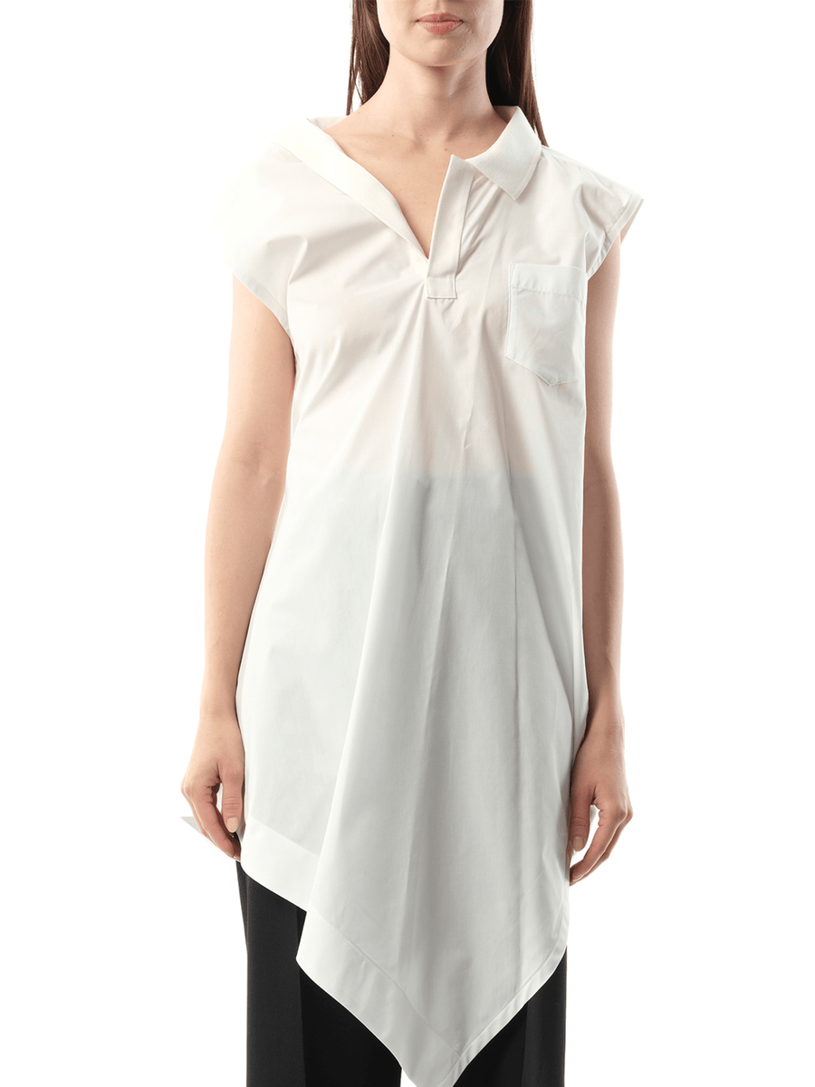 Cotton Poplin Polo Shirt in Off White