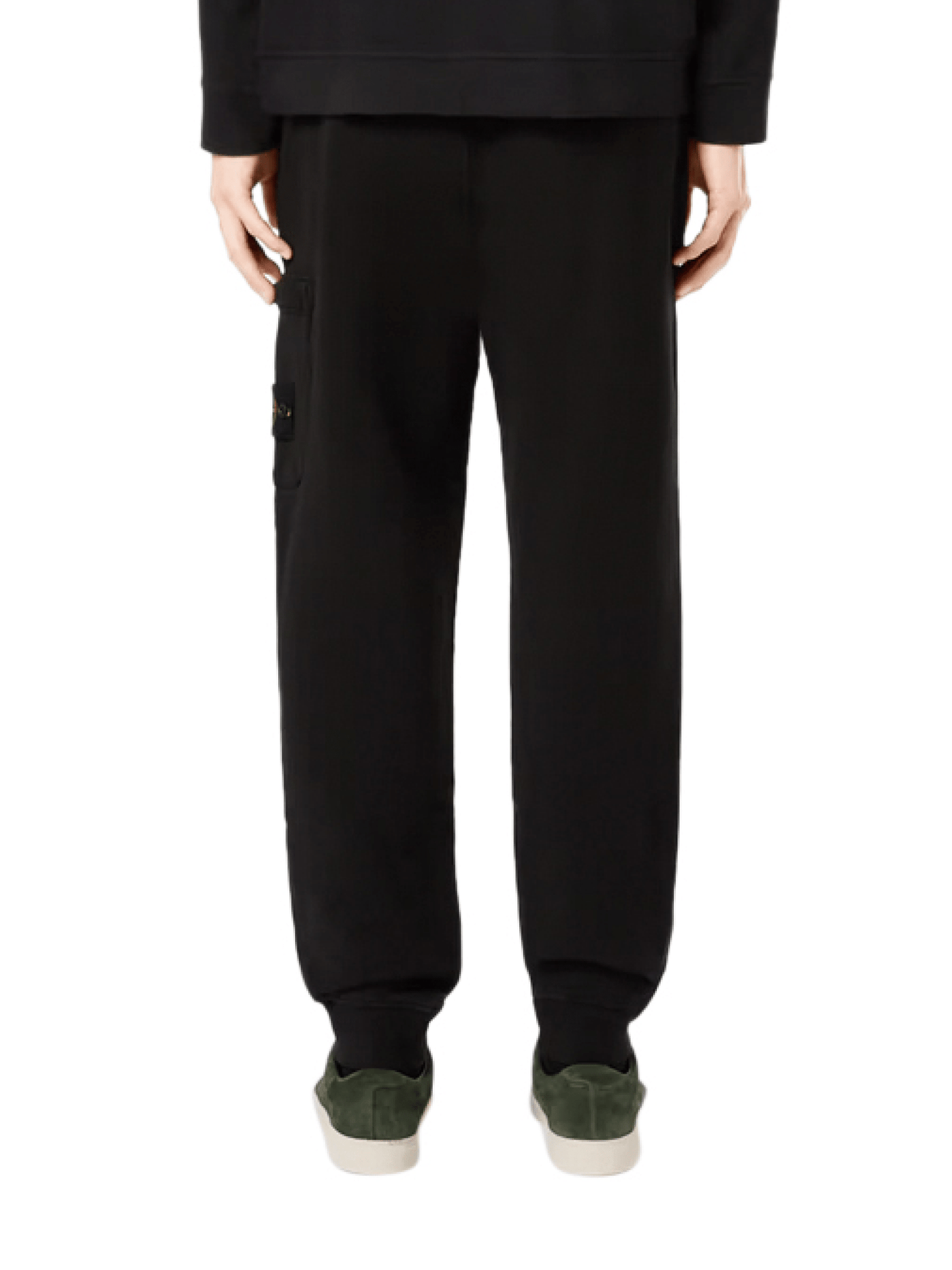 Cotton Fleece Patch Track Pants in Black
