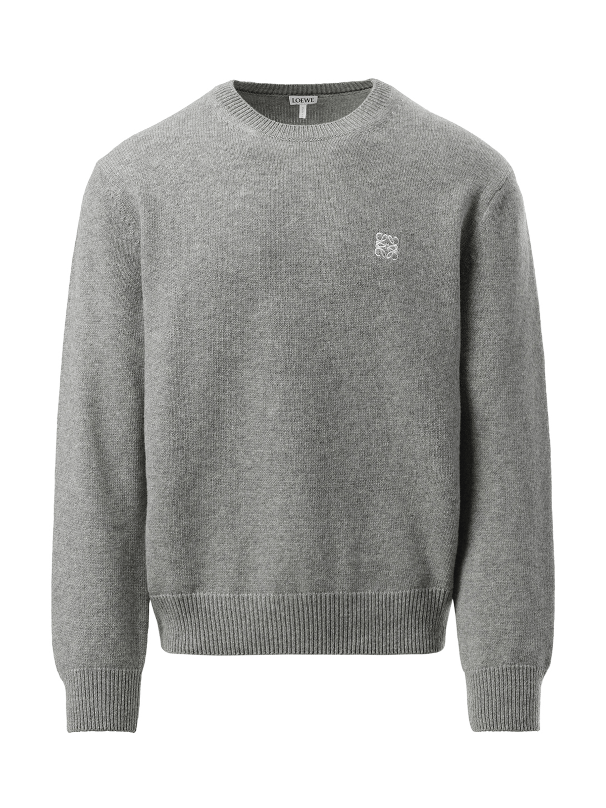Loewe Anagram Embroidered Knit Sweater in Grey Melange