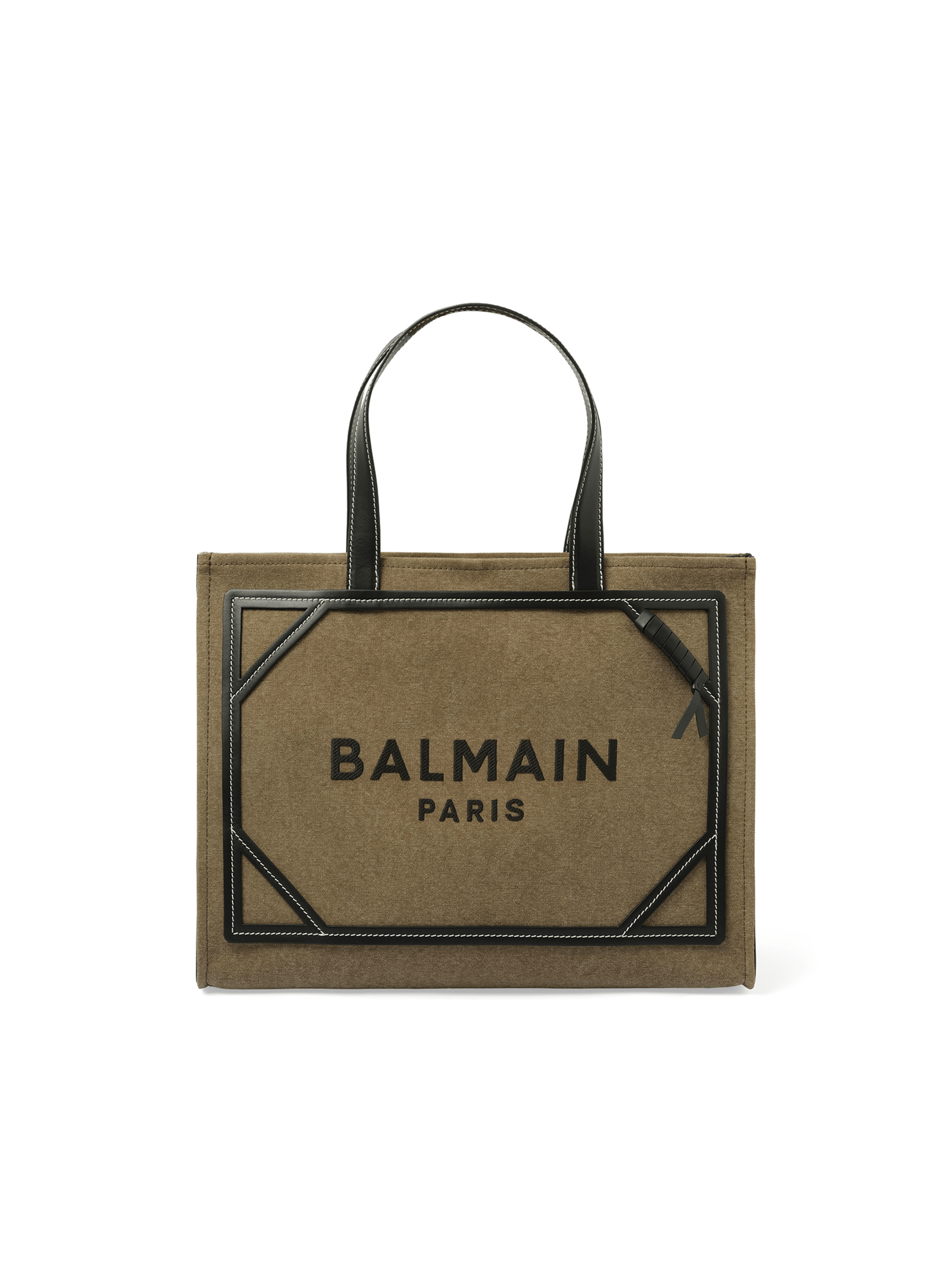 BALMAIN B-Army Medium Canvas Shopper Bag in Khaki MARAIS