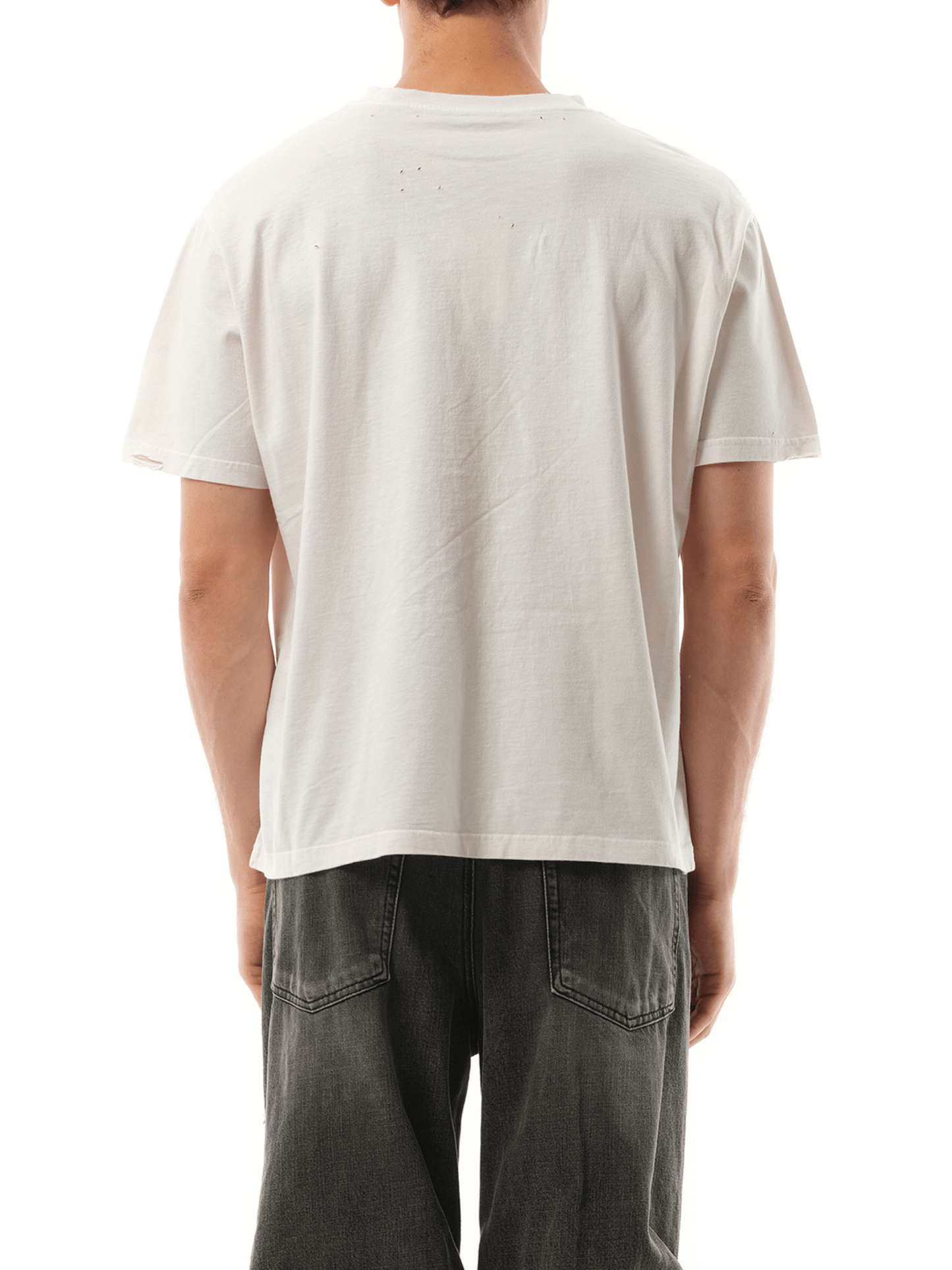 We11Done White Lettering Print Distressed T-Shirt in White