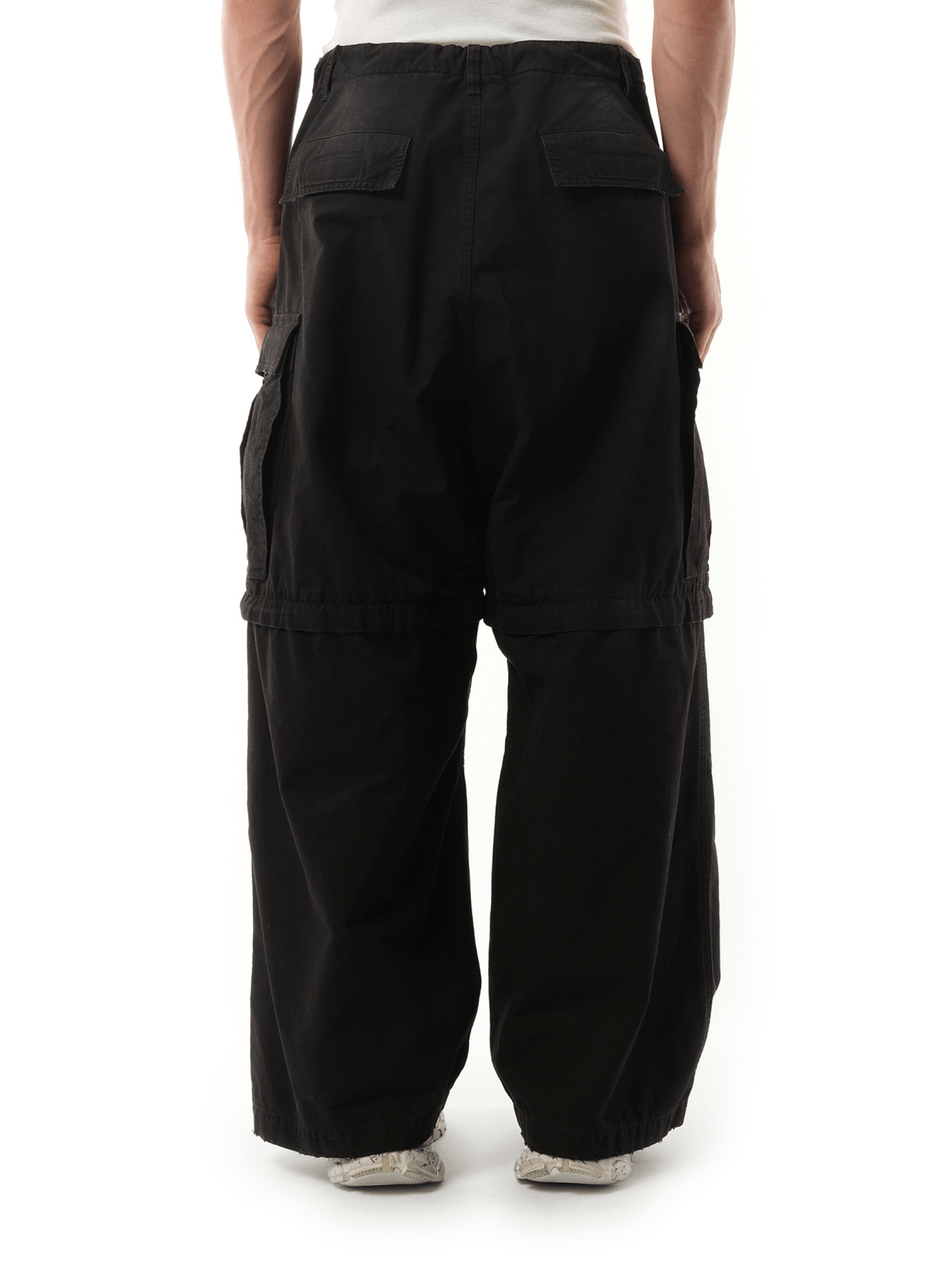 Large Cargo Pants in Faded Black/White
