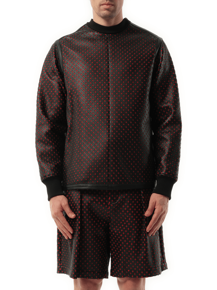 Leather Sweatshirt in Black