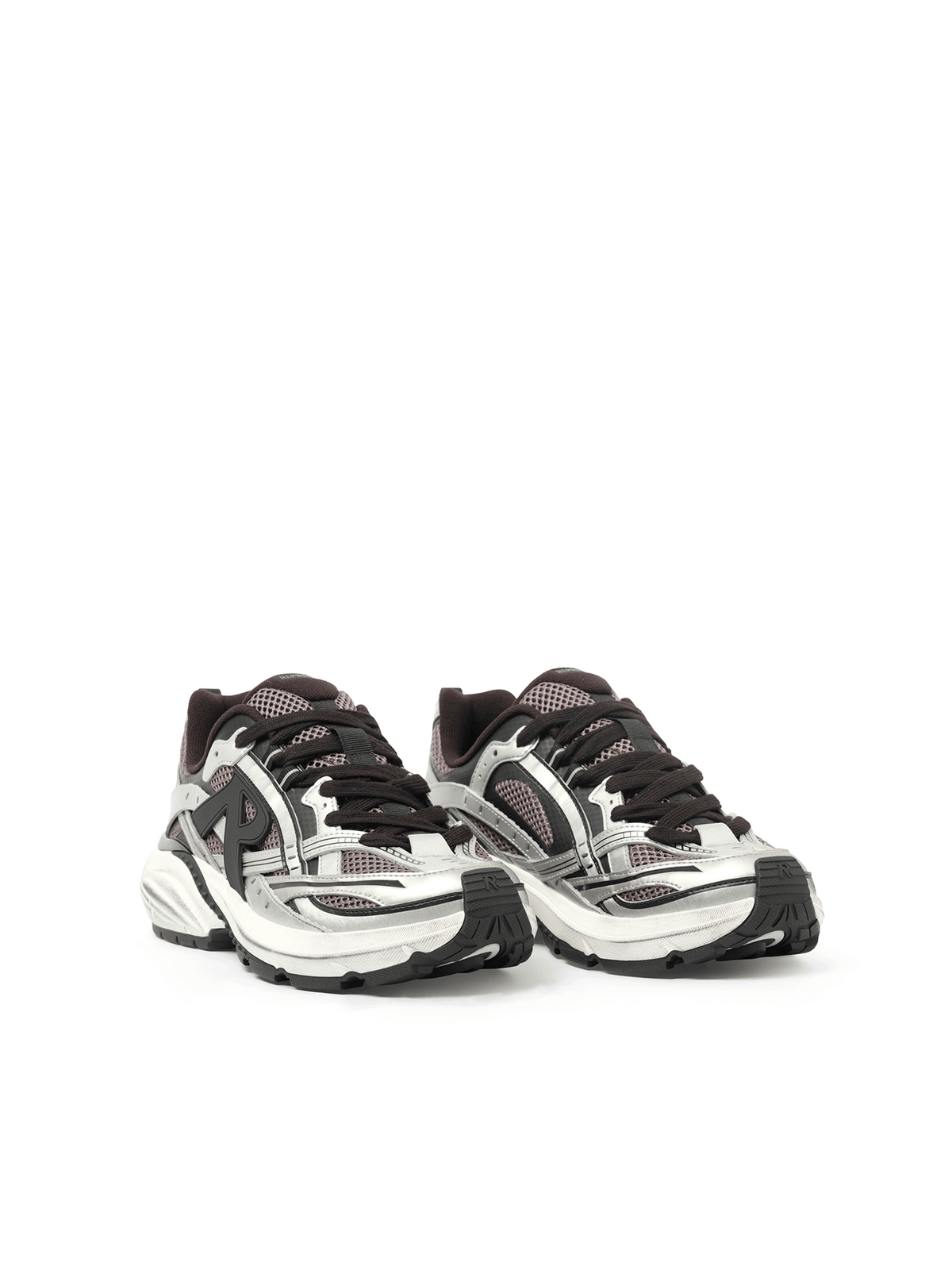 Storm Runners Sneakers in Silver/Black Front View | REPRESENT