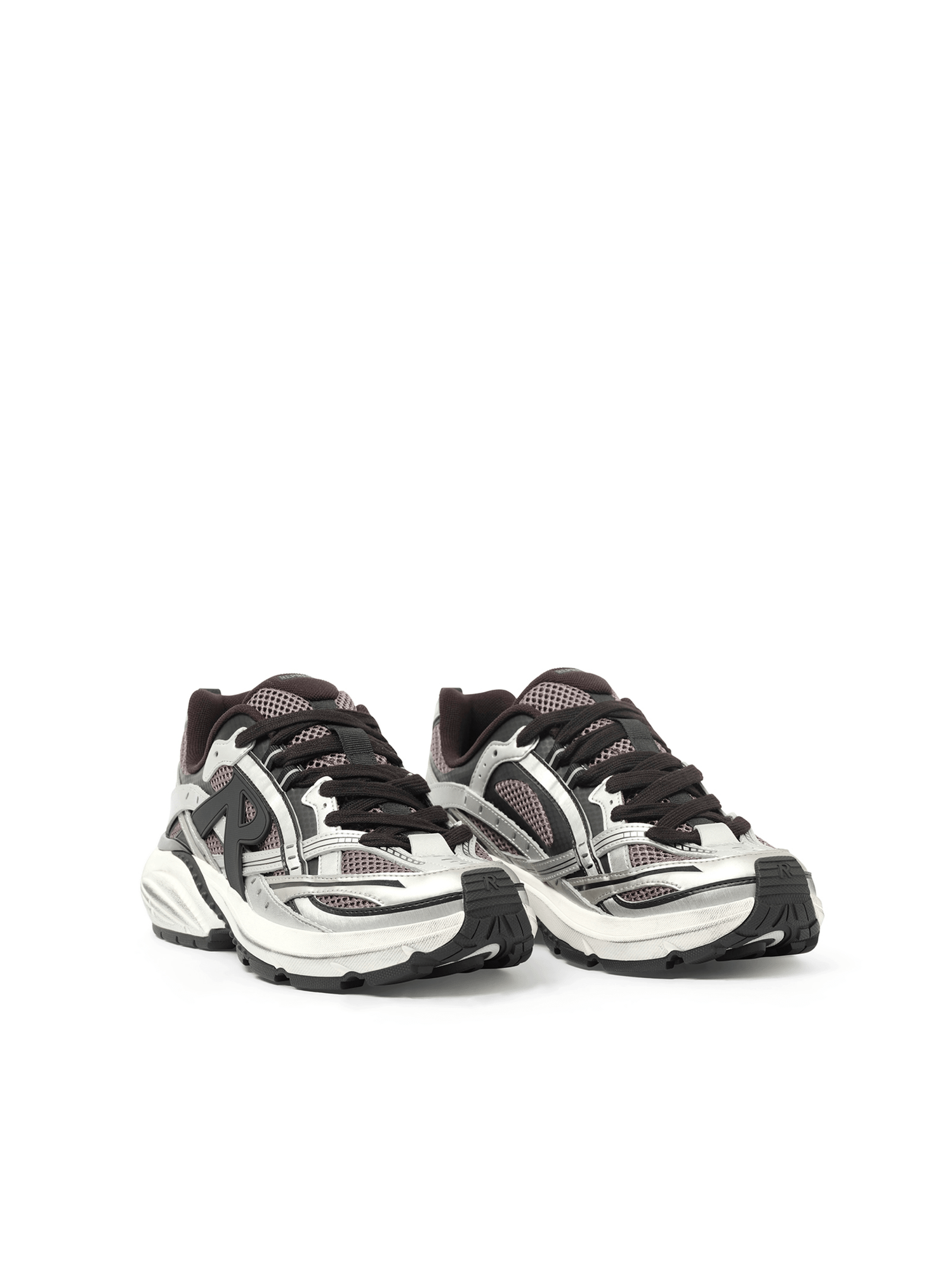 Storm Runners Sneakers in Silver/Black Front View | REPRESENT
