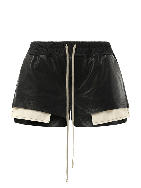 Rick Owens Leather FOG Boxer Shorts in Black