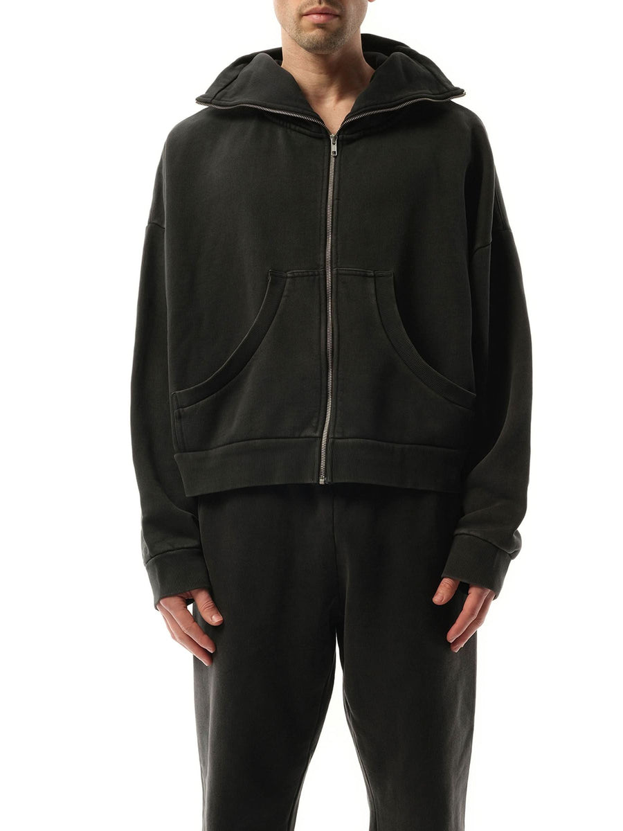 Entire Studios Full Zip Hoodie in Washed Black
