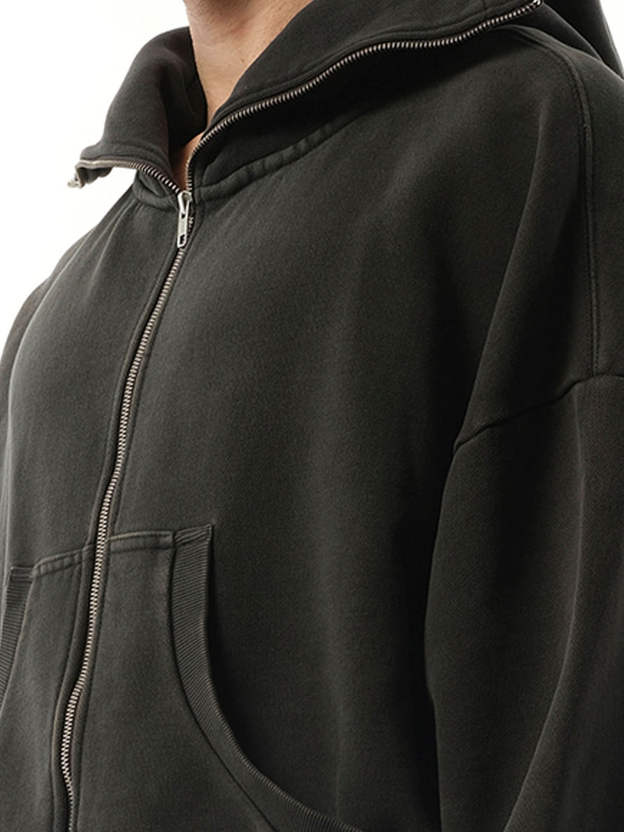 Entire Studios Full Zip Hoodie in Washed Black