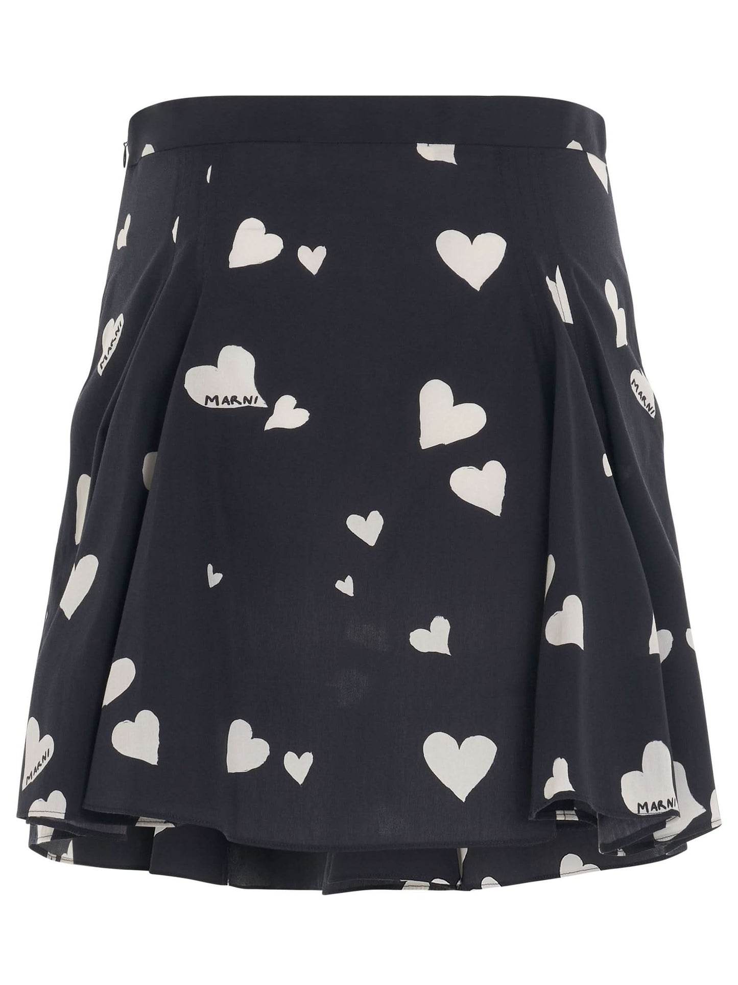 Heart-Printed Mini Skirt in Black