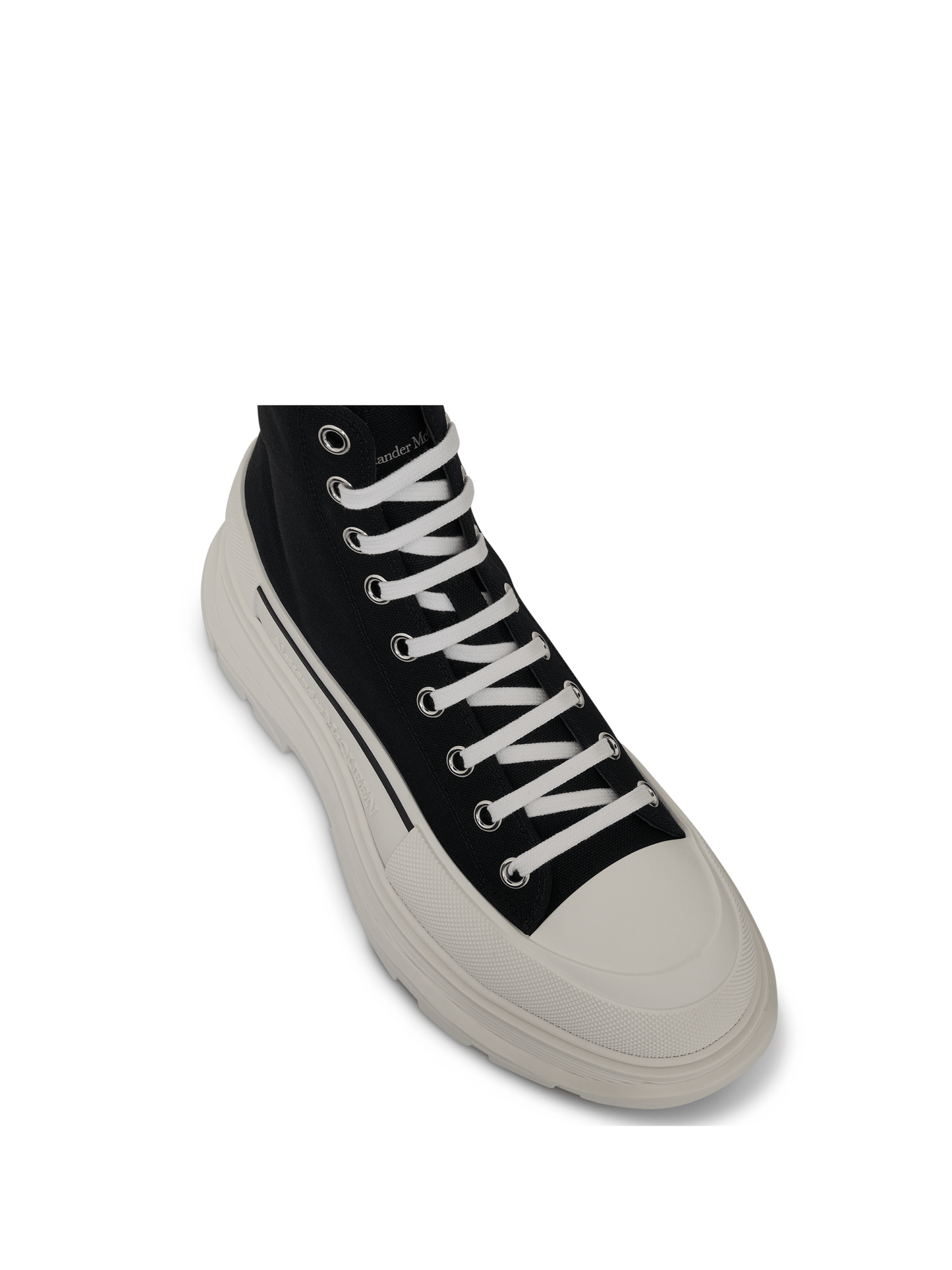 Tread Slick Canvas Lace-Up Boots in Black/White