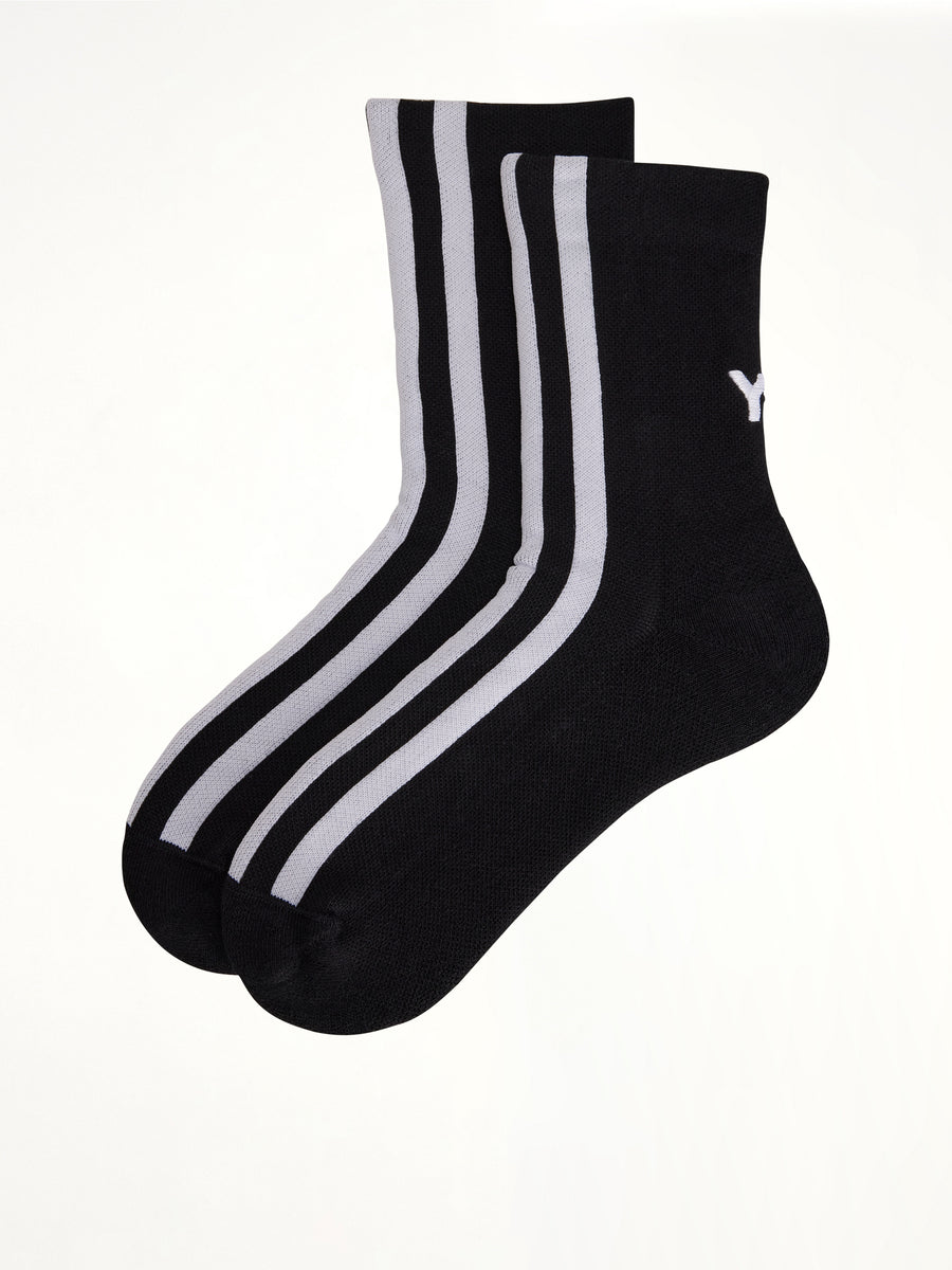 Y-3 Stripe Socks in Black/White