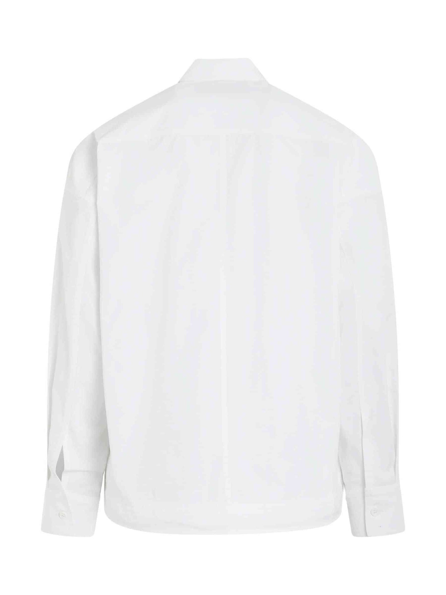 Front Pocket Hem String Shirt in White