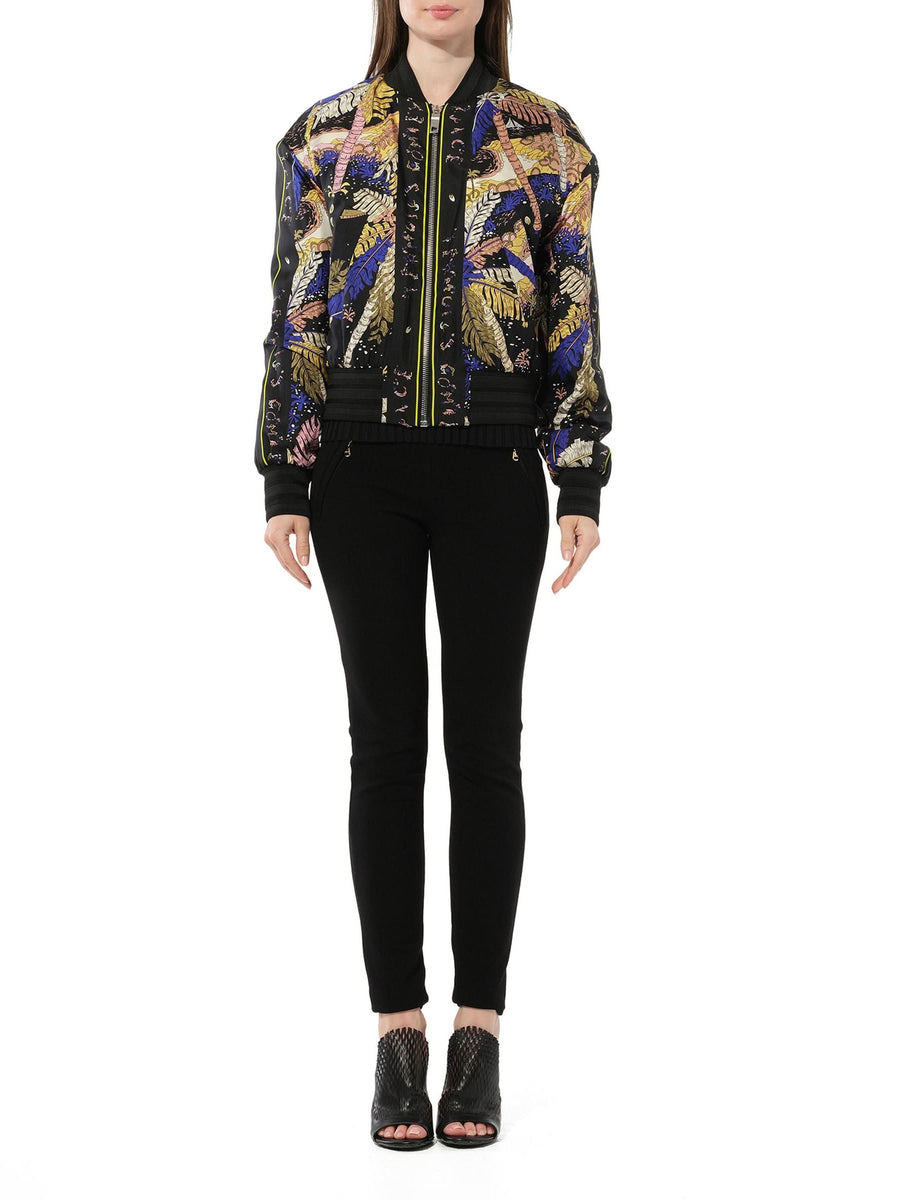Print Bomber Jacket in Black