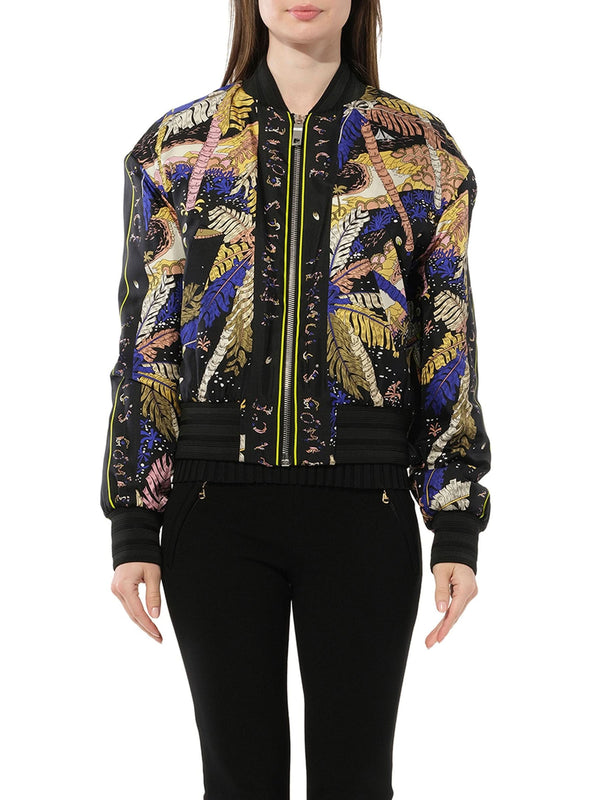 Print Bomber Jacket in Black