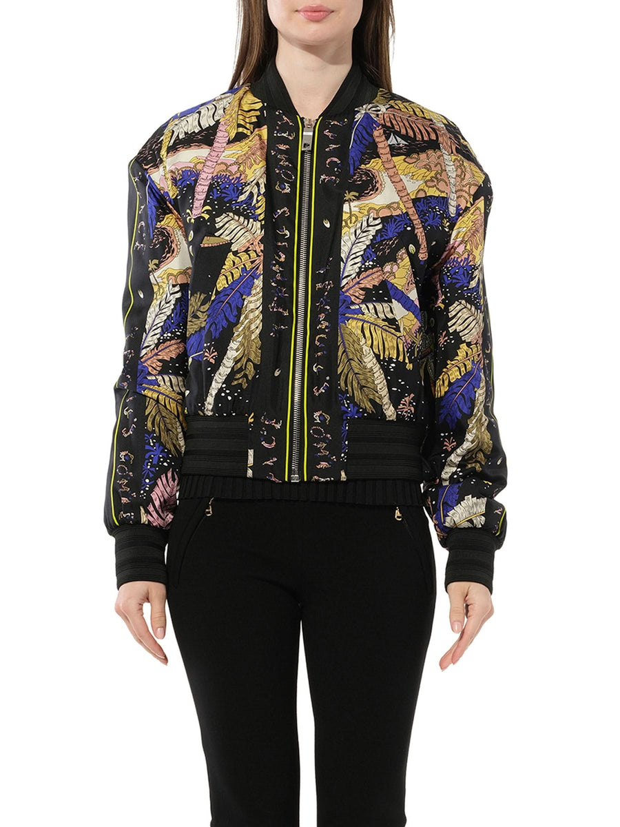Print Bomber Jacket in Black