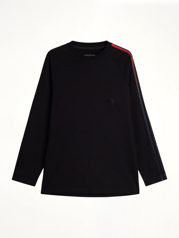 Gradient 3 Stripe LS T-Shirt in Black/Red