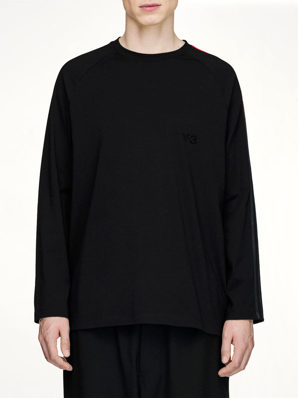 Gradient 3 Stripe LS T-Shirt in Black/Red