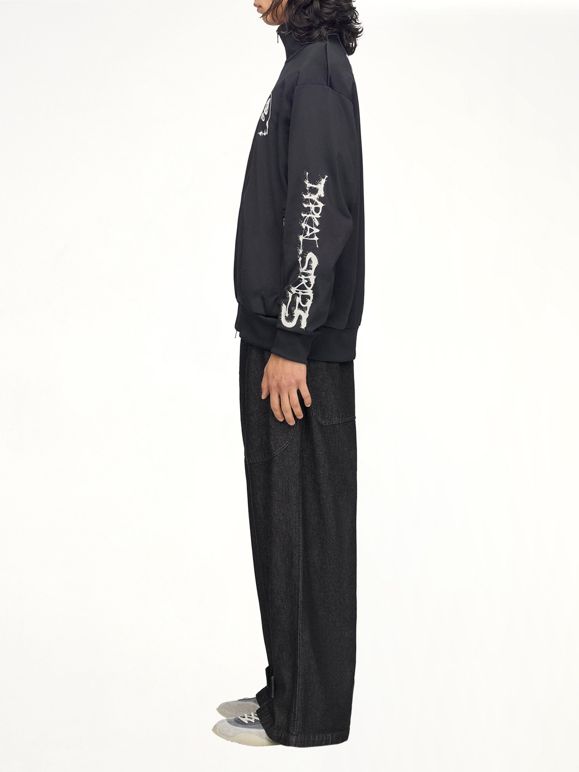 3 Stripes Skull Track Top in Black