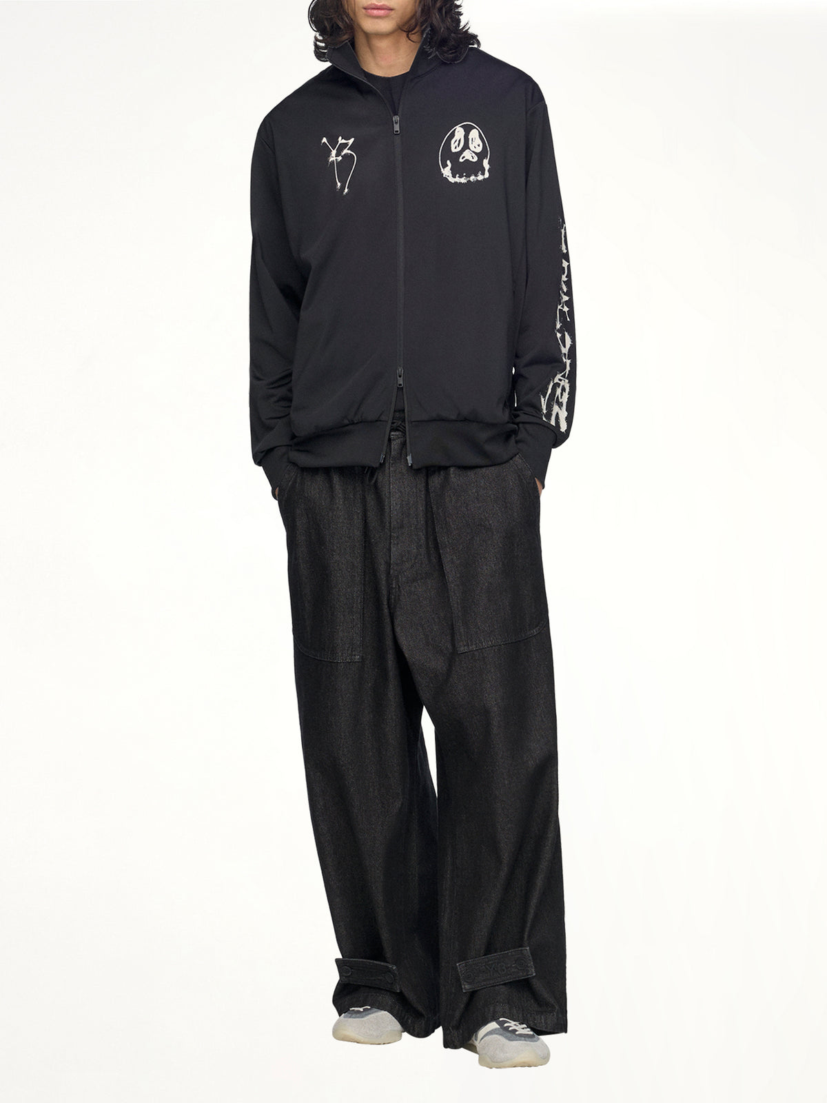 3 Stripes Skull Track Top in Black
