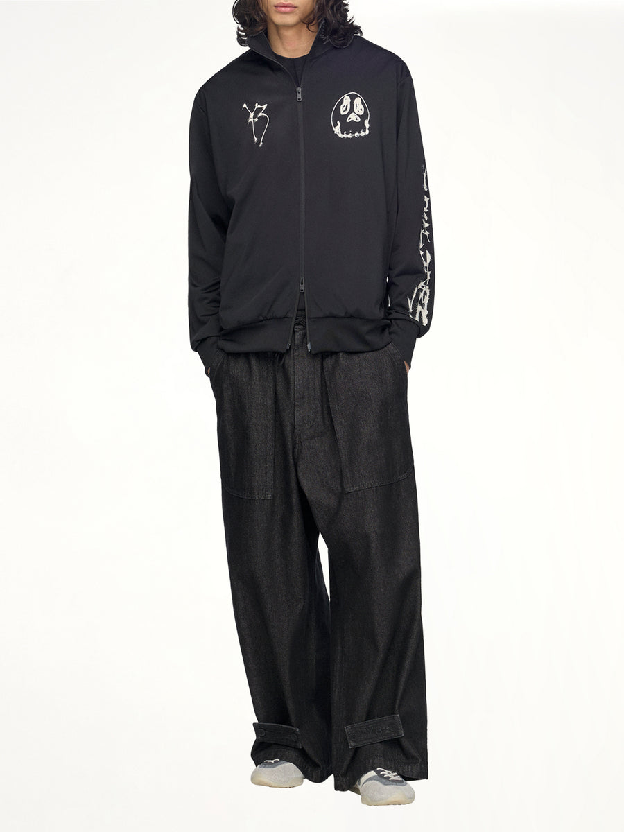3 Stripes Skull Track Top in Black