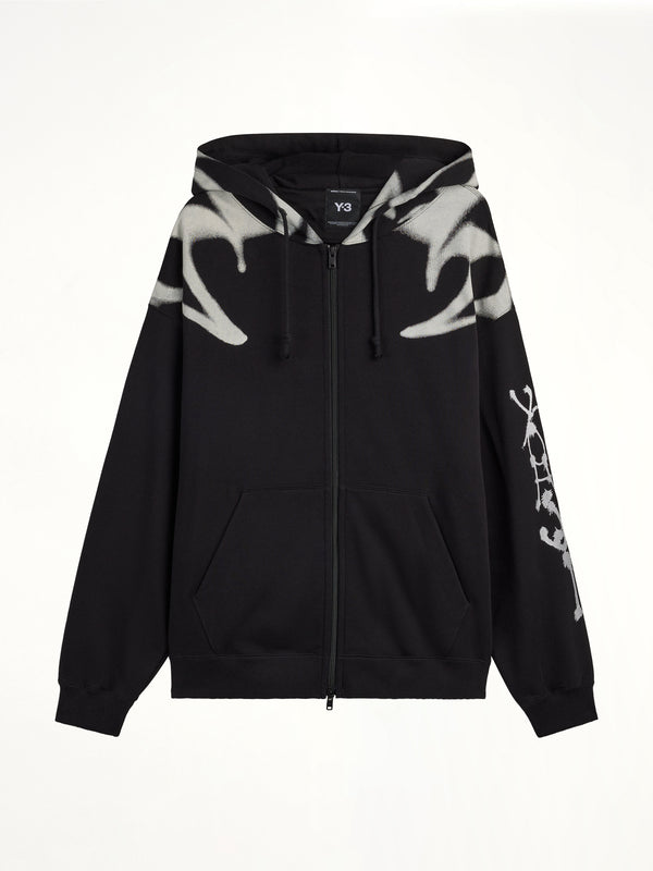 Yaksha Graphic Zip Hoodie in Black