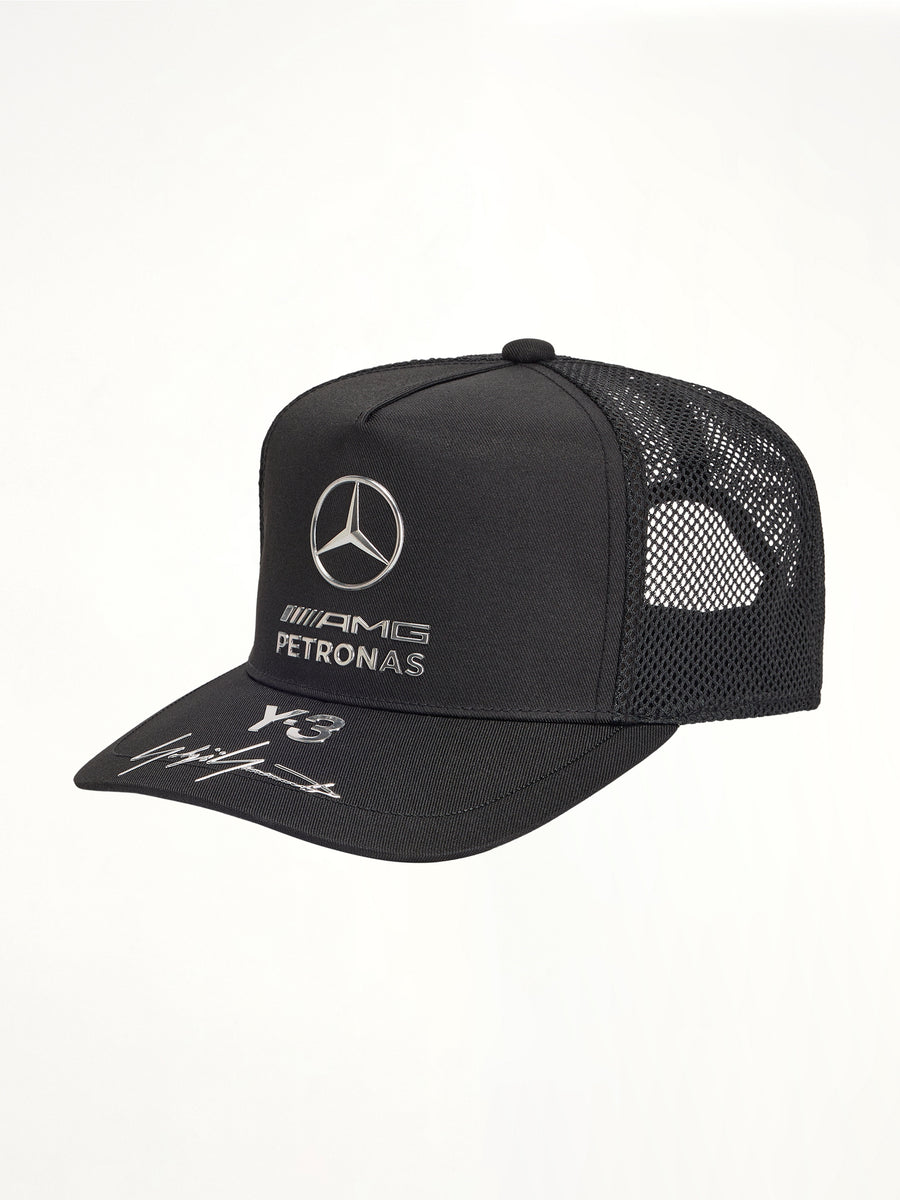 Y-3 X Mercedes Trucker Cap in Black