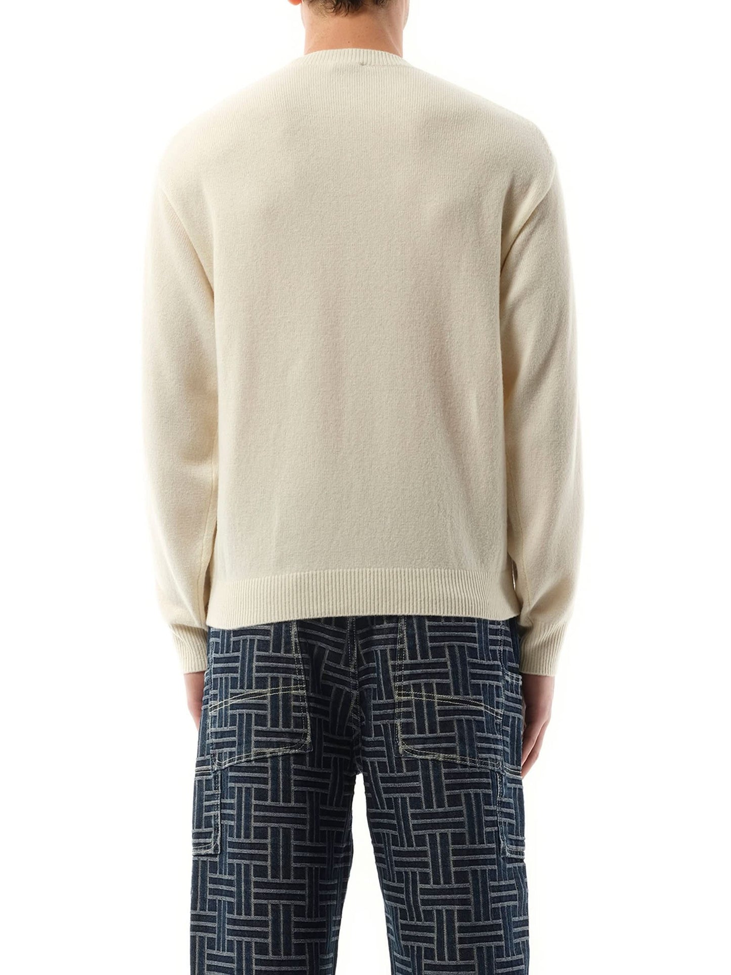 Knit Boke Flower Placed Sweater in Off White